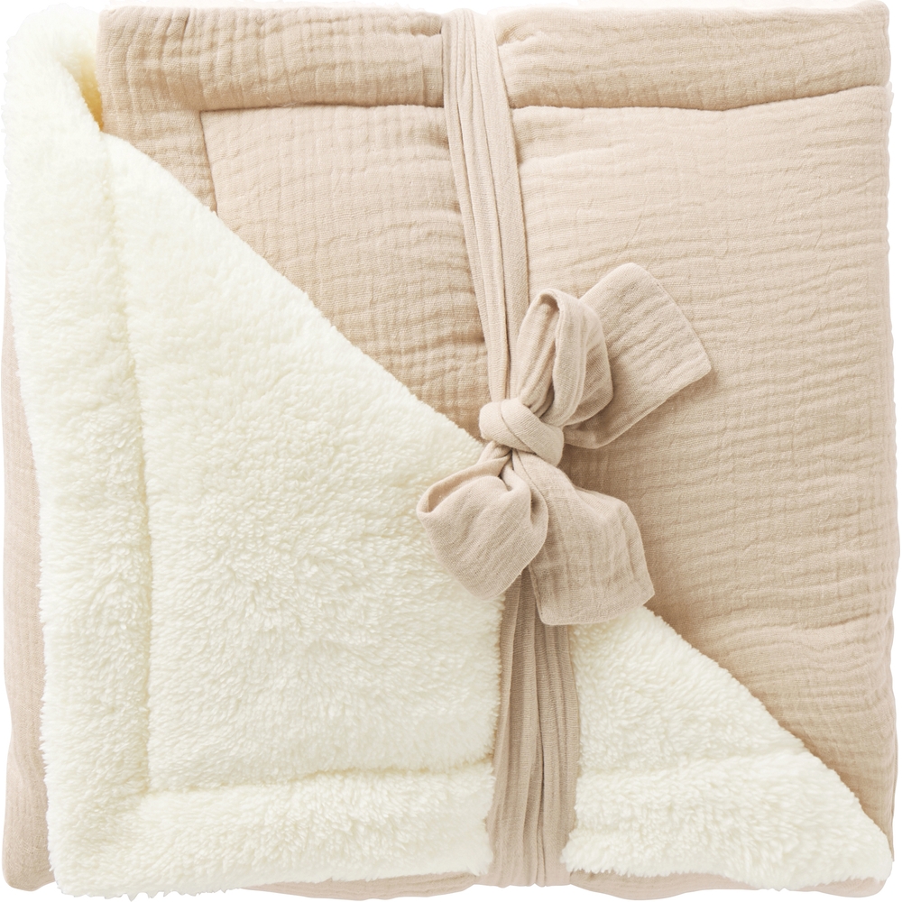 Bb&Co - Couverture polaire double gaze de coton biscuit (70 x 100 cm)