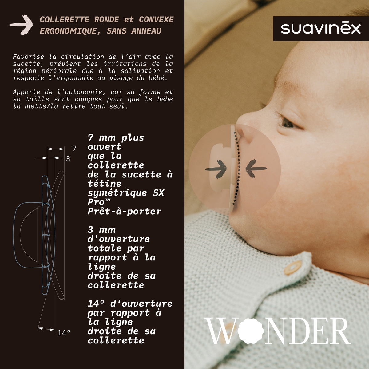 Sucette réversible SXPRO 0-6mois Wonder Whitecap Gray (Suavinex) - Image 3