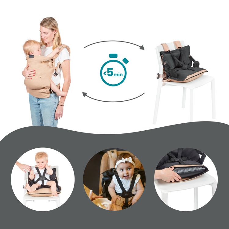 Porte bébé évolutif en réhausseur Moov & Boost beige noisette (Babymoov) - Image 6