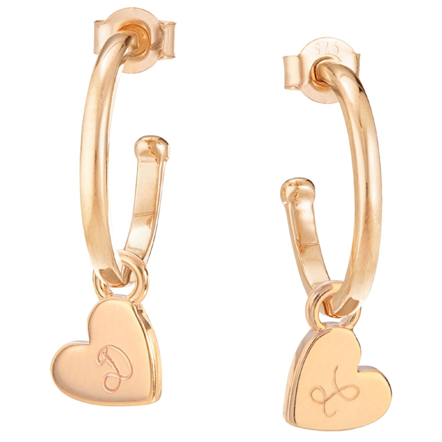 Boucles d'oreilles Coeur personnalisable (plaqué or 18 carats) (Merci Maman) - Image 5