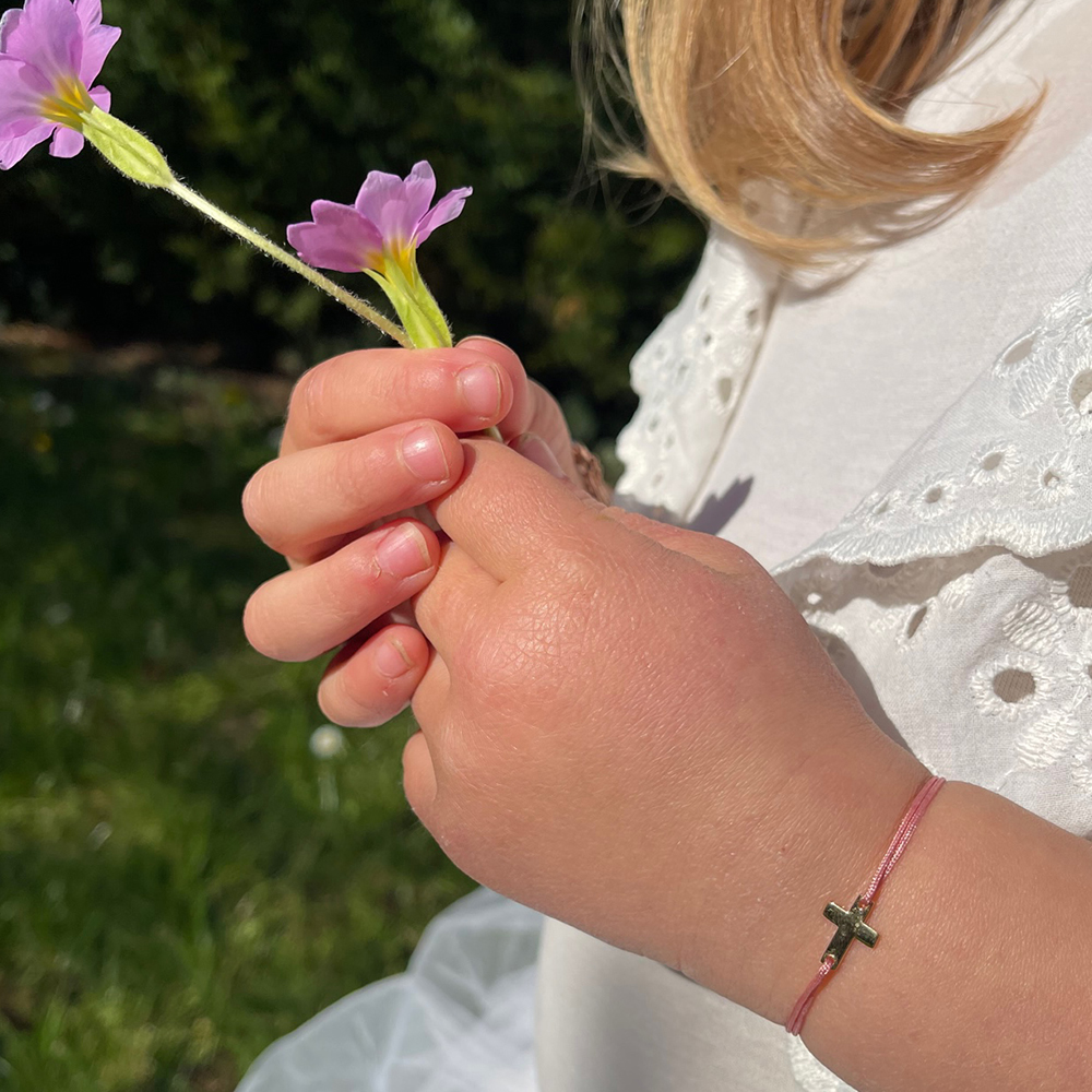 Bracelet cordon Mon petit Notre Dame goldfilled jaune (personnalisable) (Padam Padam) - Image 1