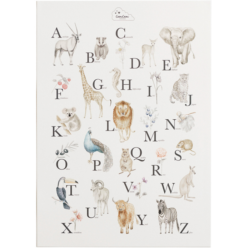 Grande affiche A2 Alphabet animaux (Cam Cam Copenhagen) - Image 1