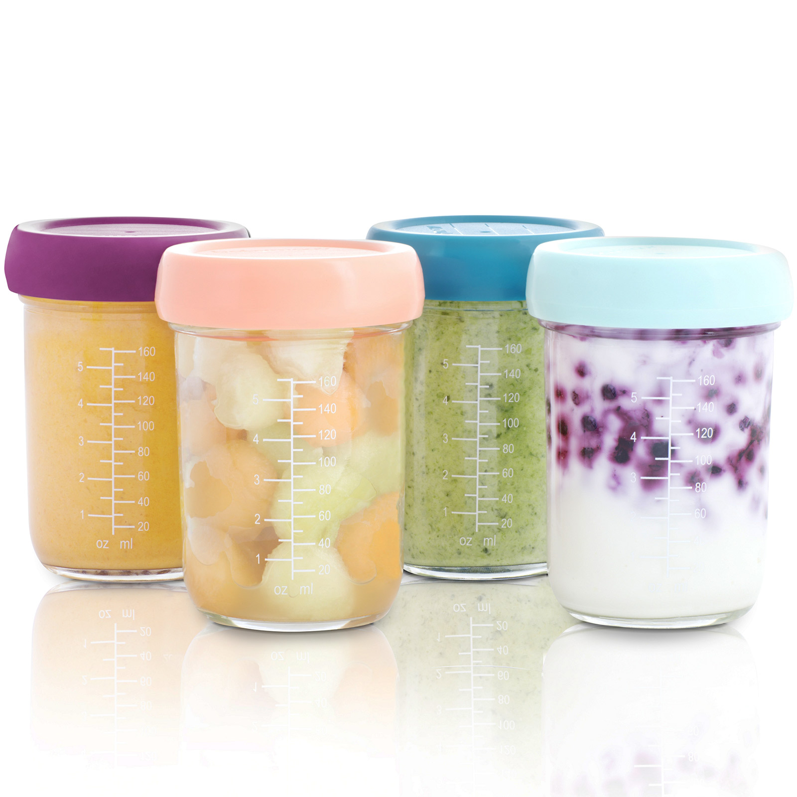 Lot de 4 pots de conservation en verre Babybols (160 ml) (Babymoov) - Image 1