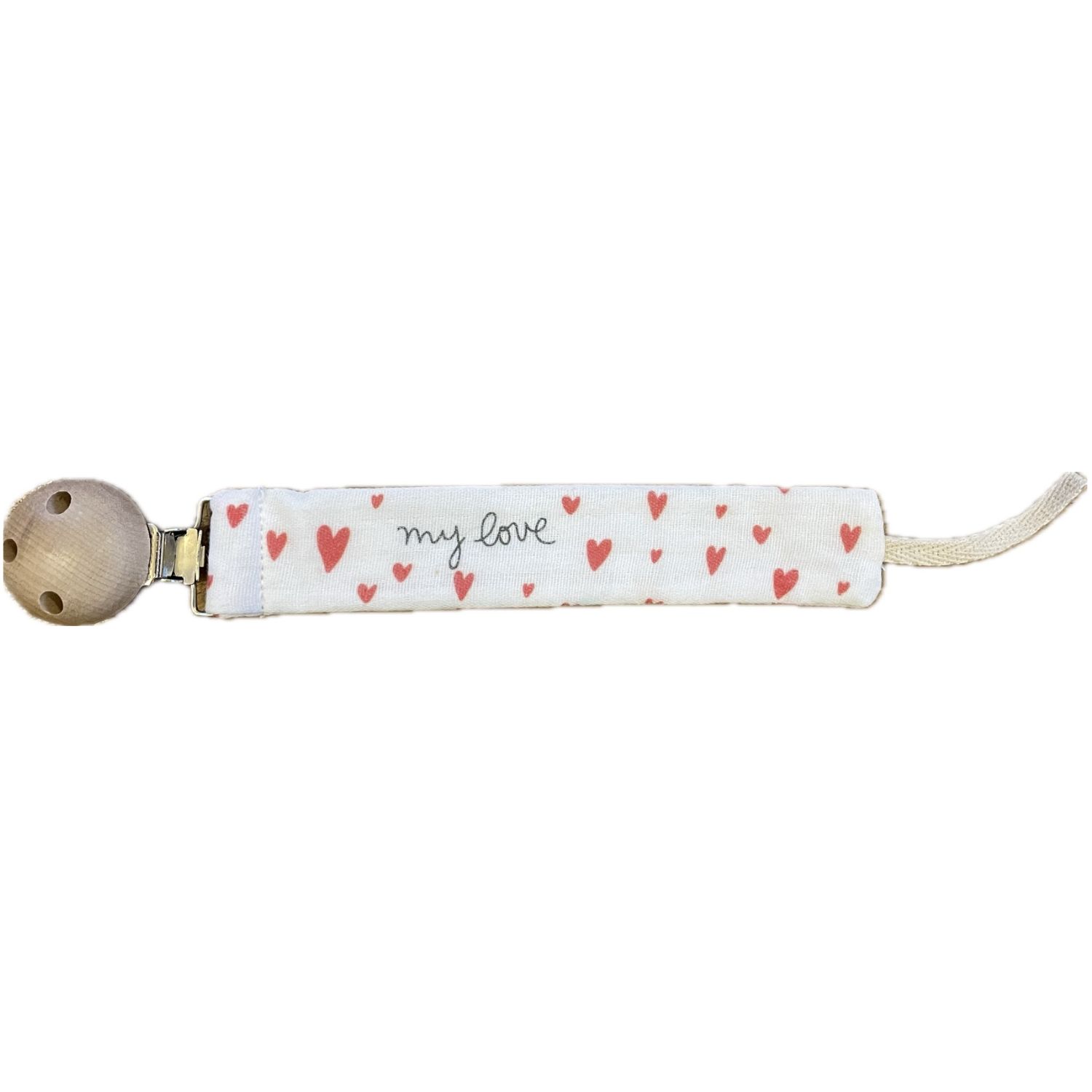 Le biberon français - Attache-sucette universel tissu My Love