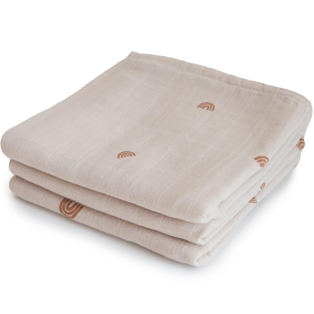 Lot de 3 langes en coton bio Rainbow (60 x 60 cm) (Mushie) - Image 1