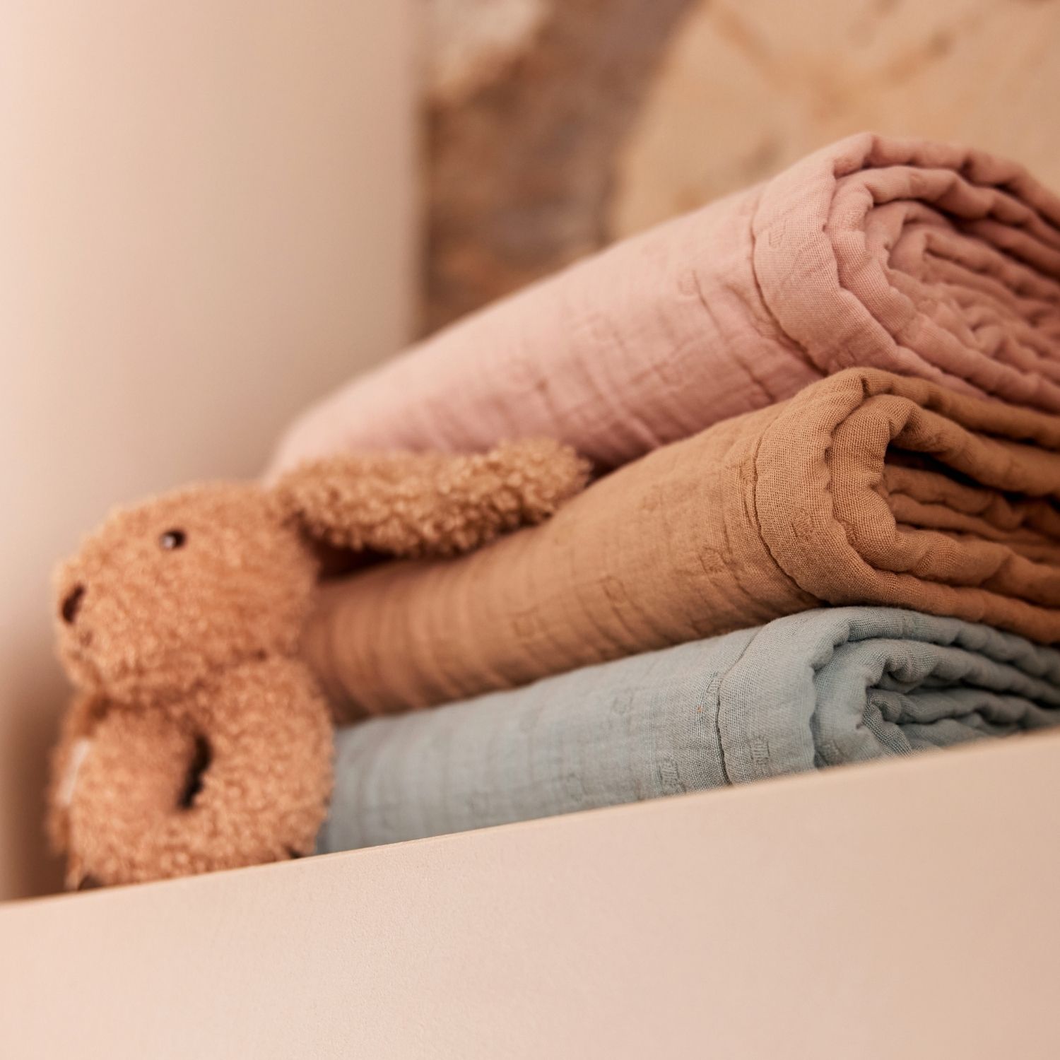 Couverture en gaze de coton Jacquard Biscuit (75 x 100 cm) (Jollein) - Image 3