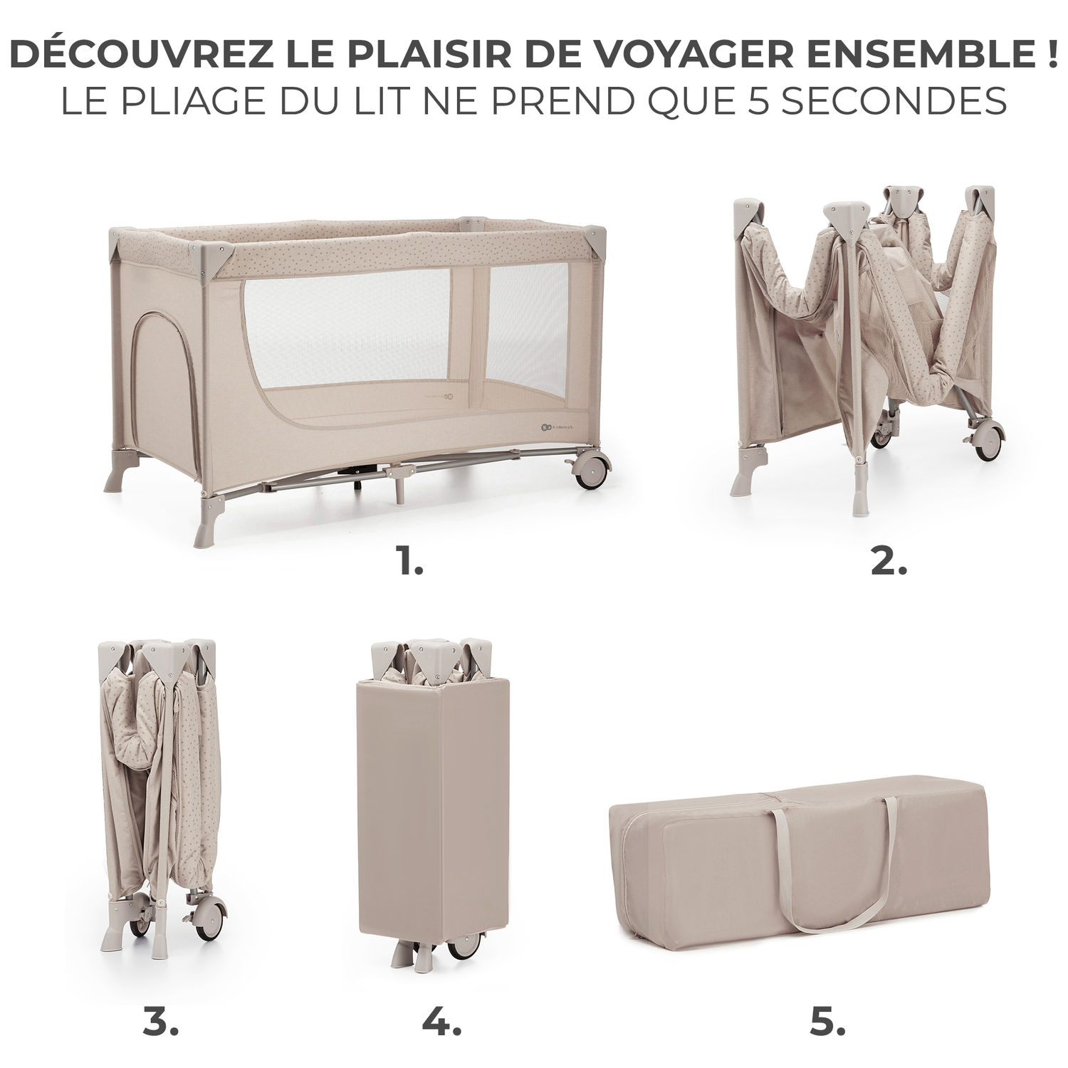 Lit parapluie 2 en 1 Joy 2 Beige (Kinderkraft) - Image 1