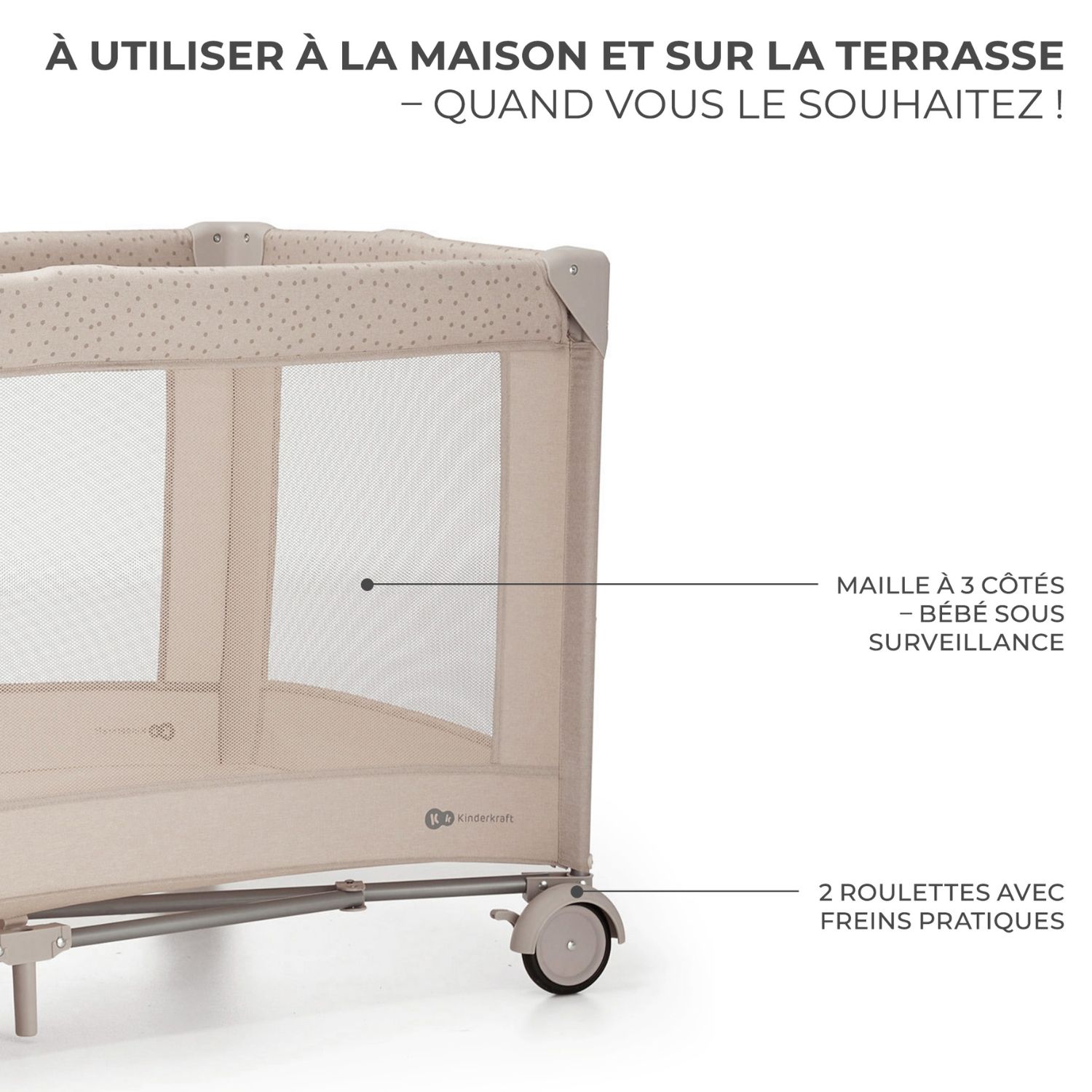 Lit parapluie 2 en 1 Joy 2 Beige (Kinderkraft) - Image 3