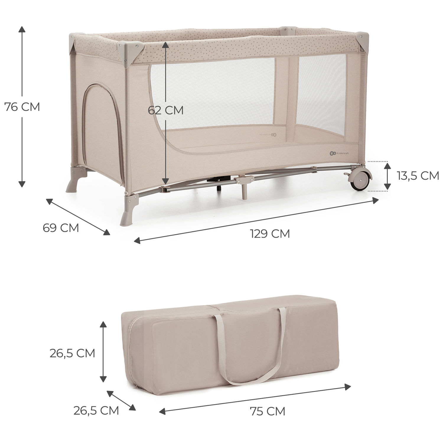 Lit parapluie 2 en 1 Joy 2 Beige (Kinderkraft) - Image 6