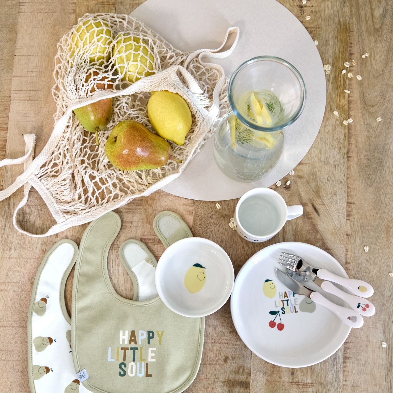 Lot de 5 bavoirs coton bio Happy Fruits Citron (Lassig) - Image 4
