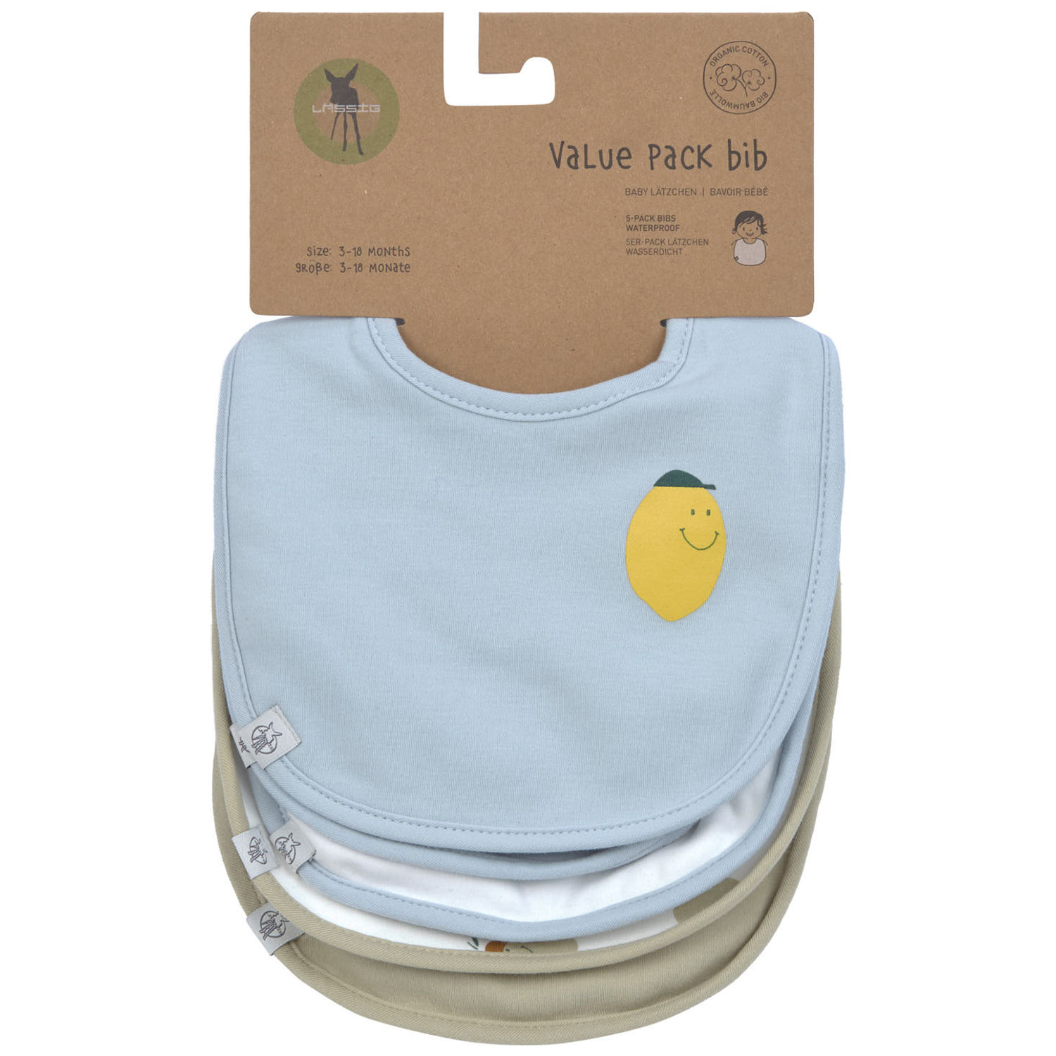 Lot de 5 bavoirs coton bio Happy Fruits Citron (Lassig) - Image 7
