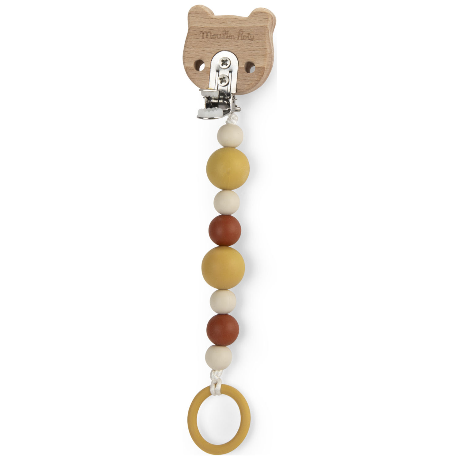 Moulin Roty - Attache-tétine bois et silicone La forêt Mawa