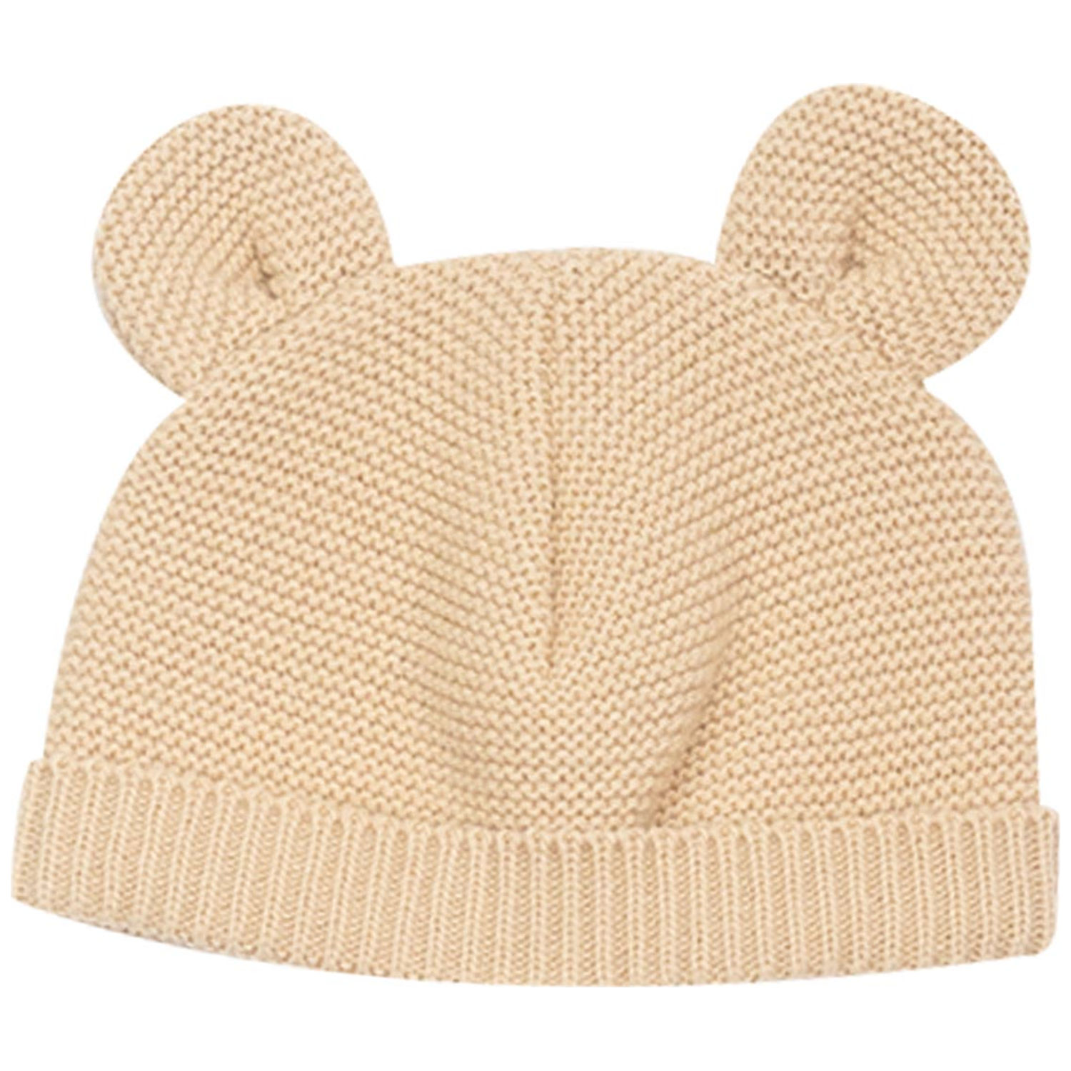 Bonnet de naissance Ours en maille Caramel (0-1 mois) (Trois Kilos Sept) - Image 1