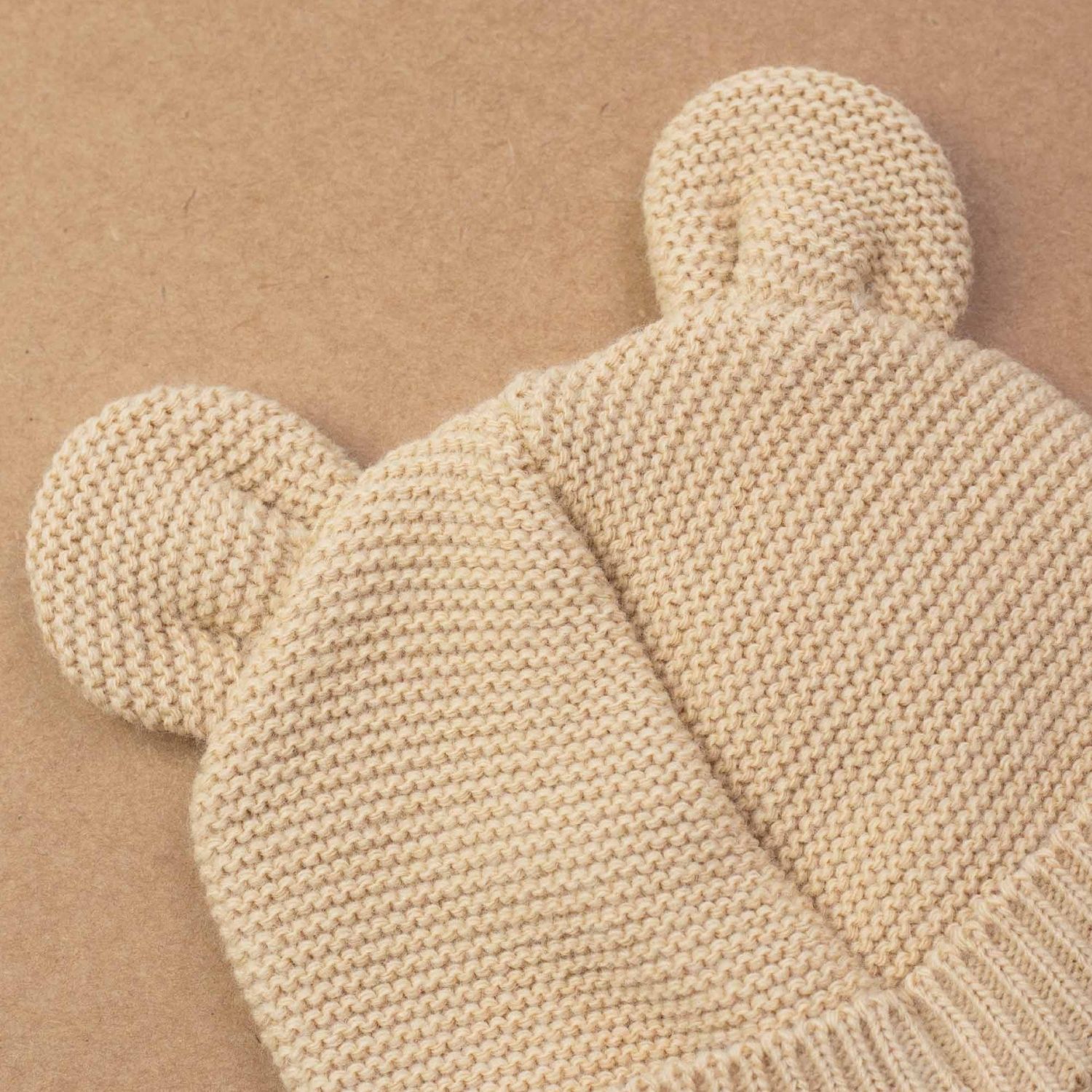 Bonnet de naissance Ours en maille Caramel (0-1 mois) (Trois Kilos Sept) - Image 4