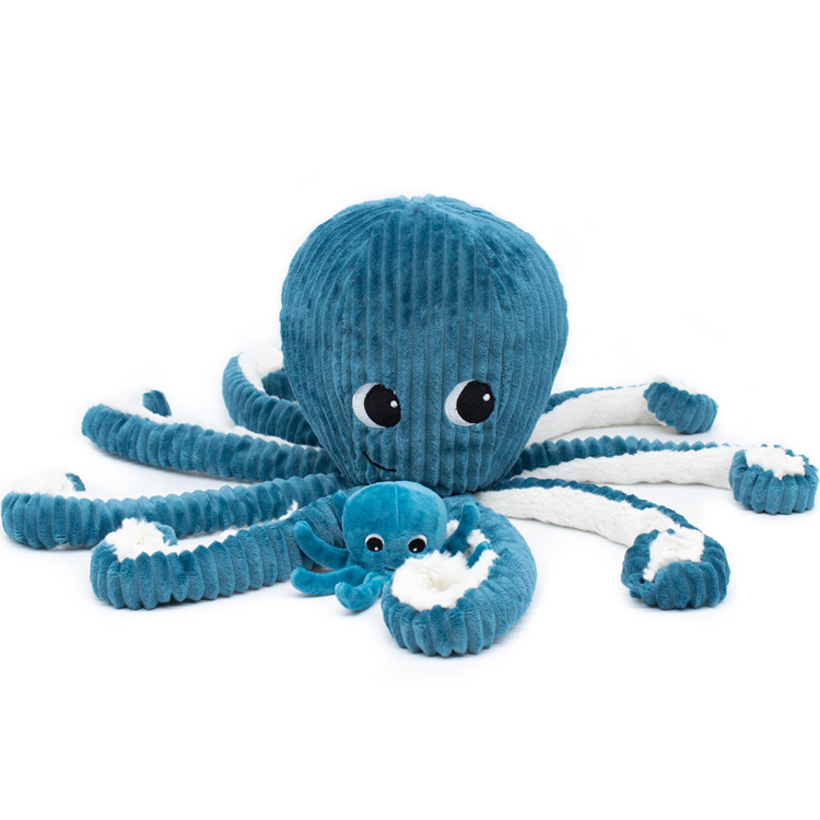 Peluche Filou la pieuvre maman et bébé Les Ptipotos bleu (Les Déglingos) - Image 2