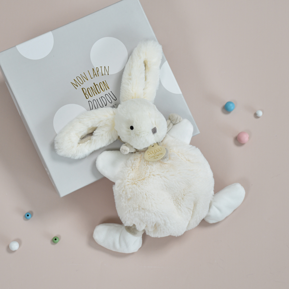 Coffret doudou plat gris Mon tout petit Lapin Bonbon (26 cm) (Doudou et Compagnie) - Image 1