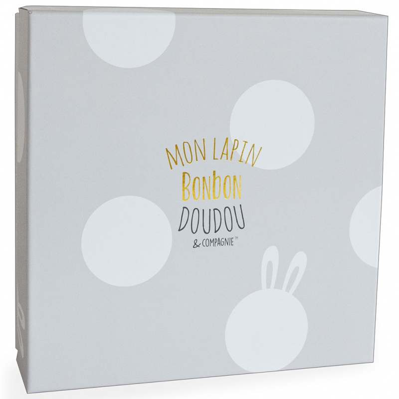 Coffret doudou plat gris Mon tout petit Lapin Bonbon (26 cm) (Doudou et Compagnie) - Image 4