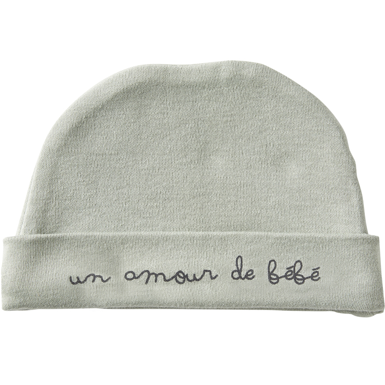 Bb&Co - Bonnet de naissance Un amour de bébé vert de gris (naissance)