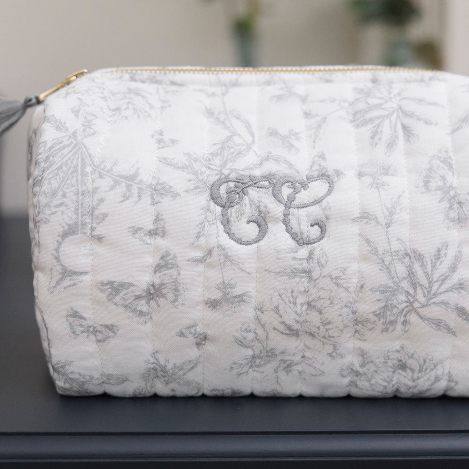 Tartine et Chocolat - Trousse de toilette Toile de Jouy gris