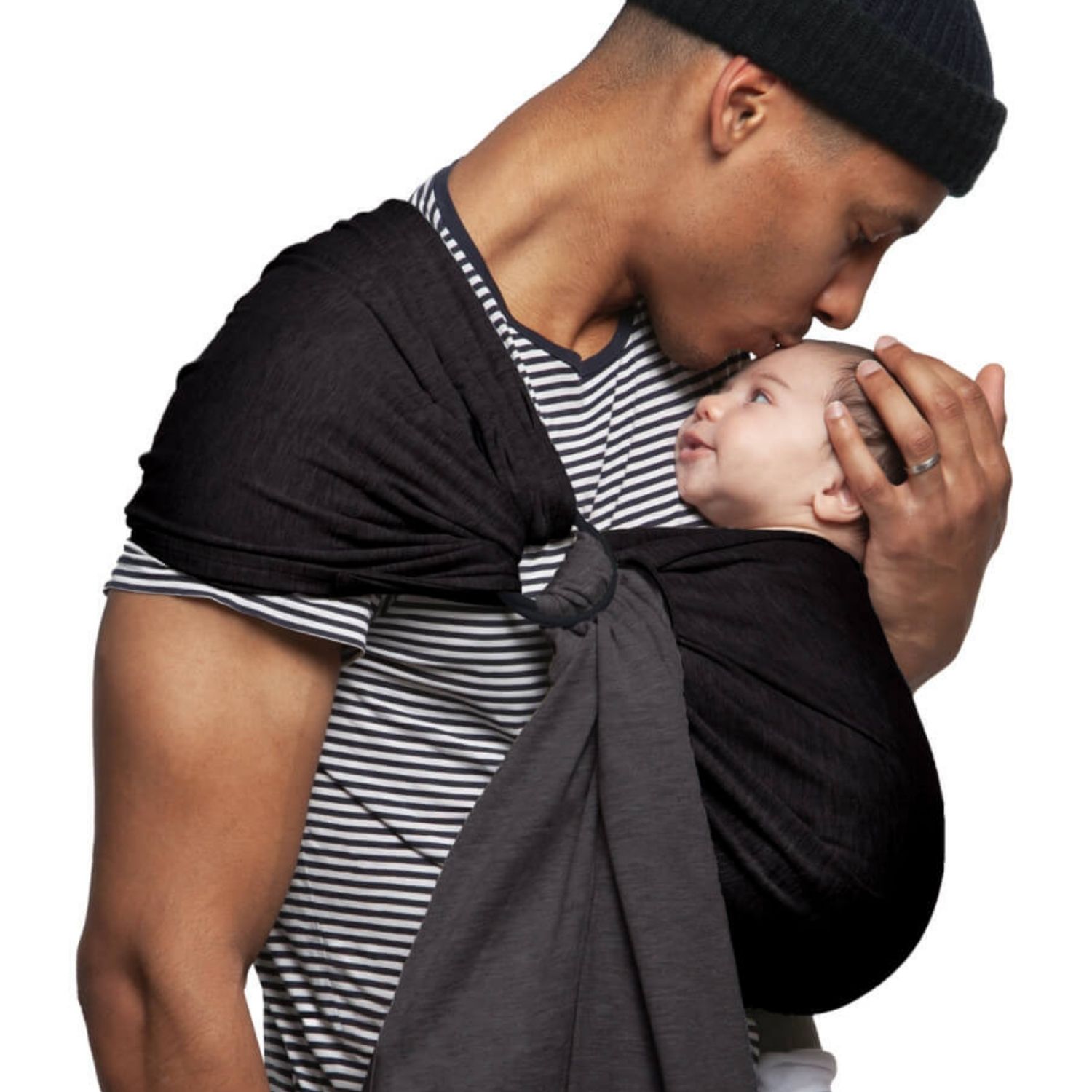 Petite écharpe Sling sans noeud gris anthracite et noir (Love Radius) - Couverture