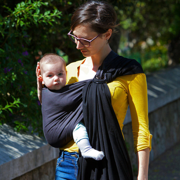Petite écharpe Sling sans noeud gris anthracite et noir (Love Radius) - Image 1
