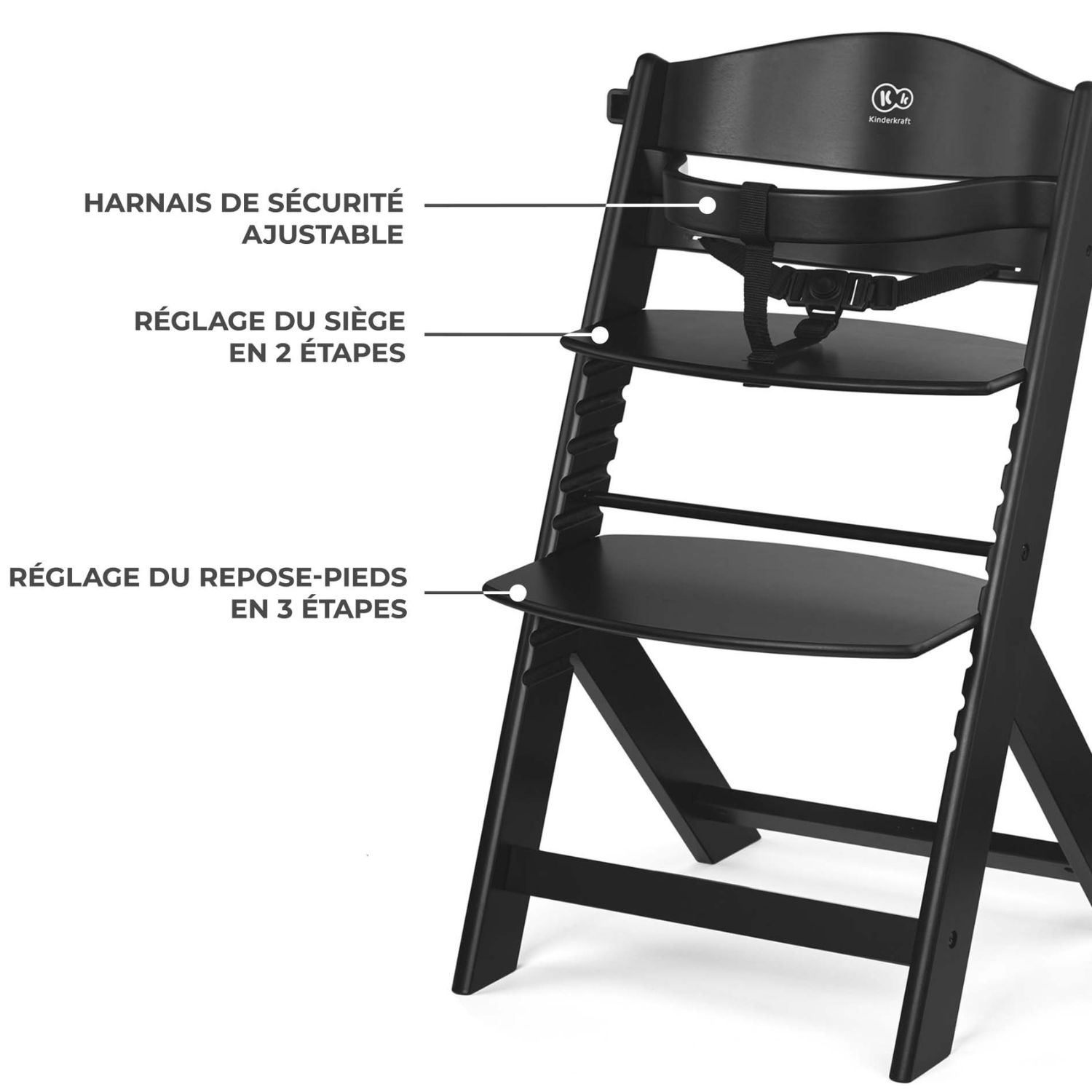 Chaise haute évolutive Enock Black (Kinderkraft) - Image 1