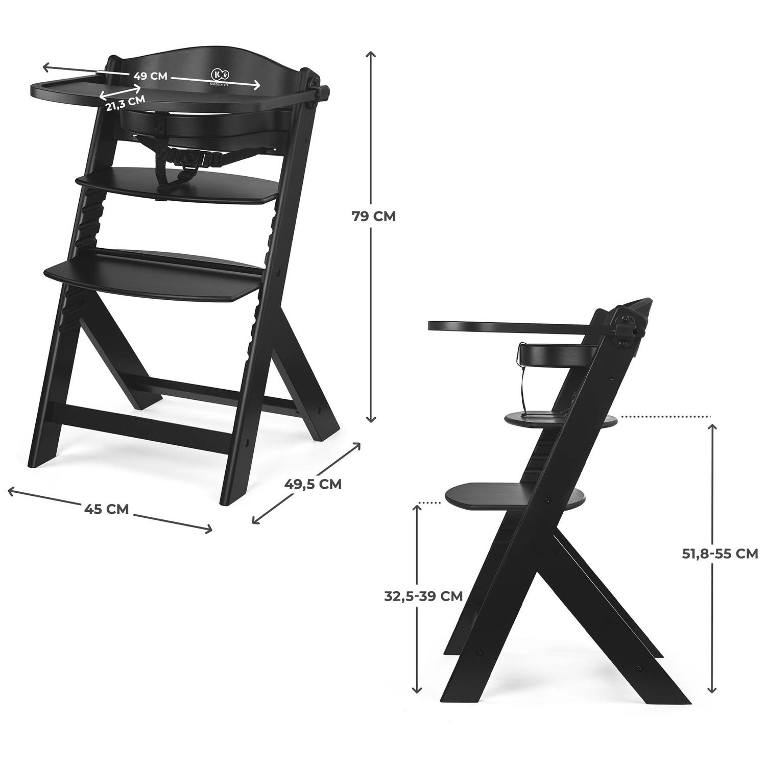 Chaise haute évolutive Enock Black (Kinderkraft) - Image 7