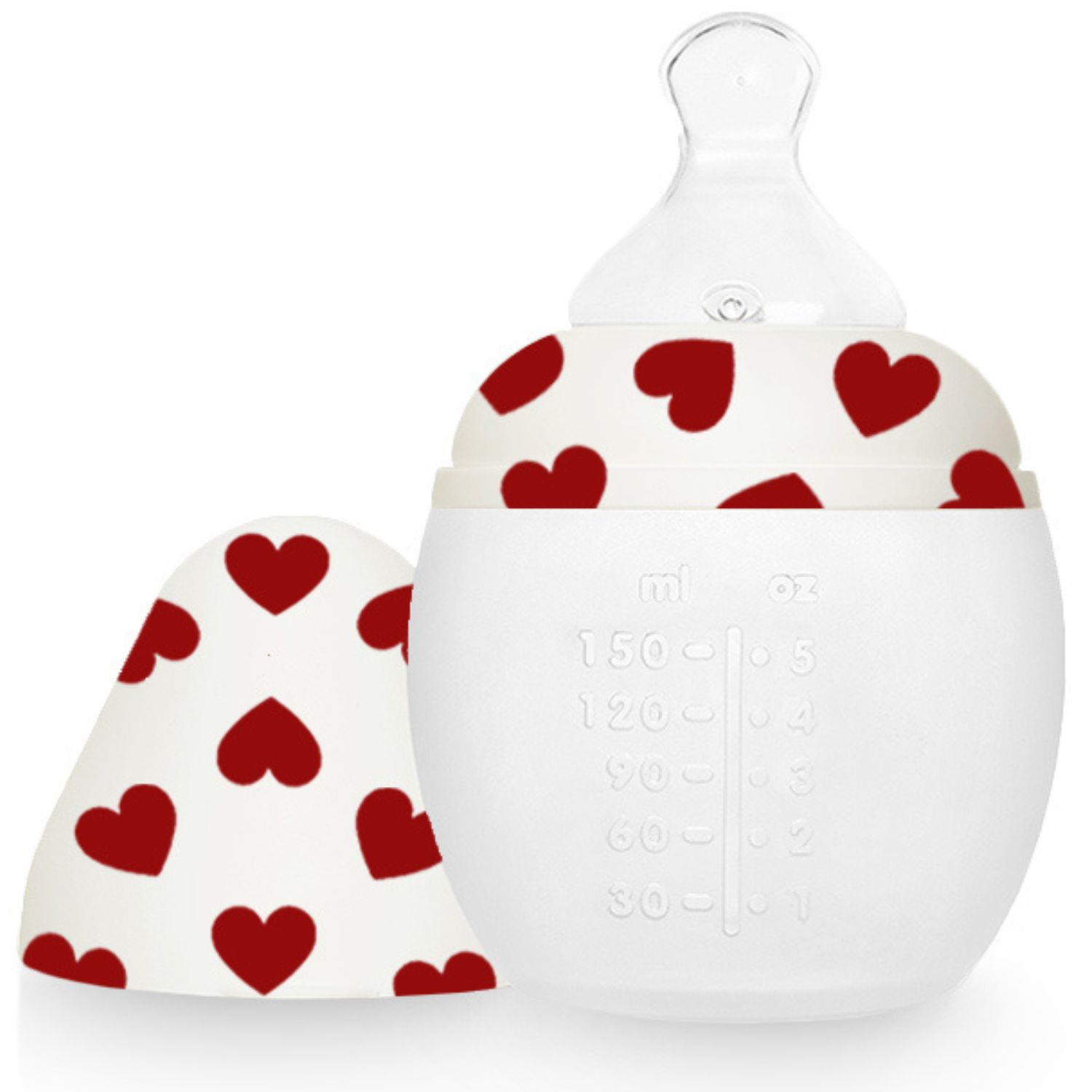 Biberon anti-colique en silicone Full of Love rouge (150 ml) (Elhée) - Couverture