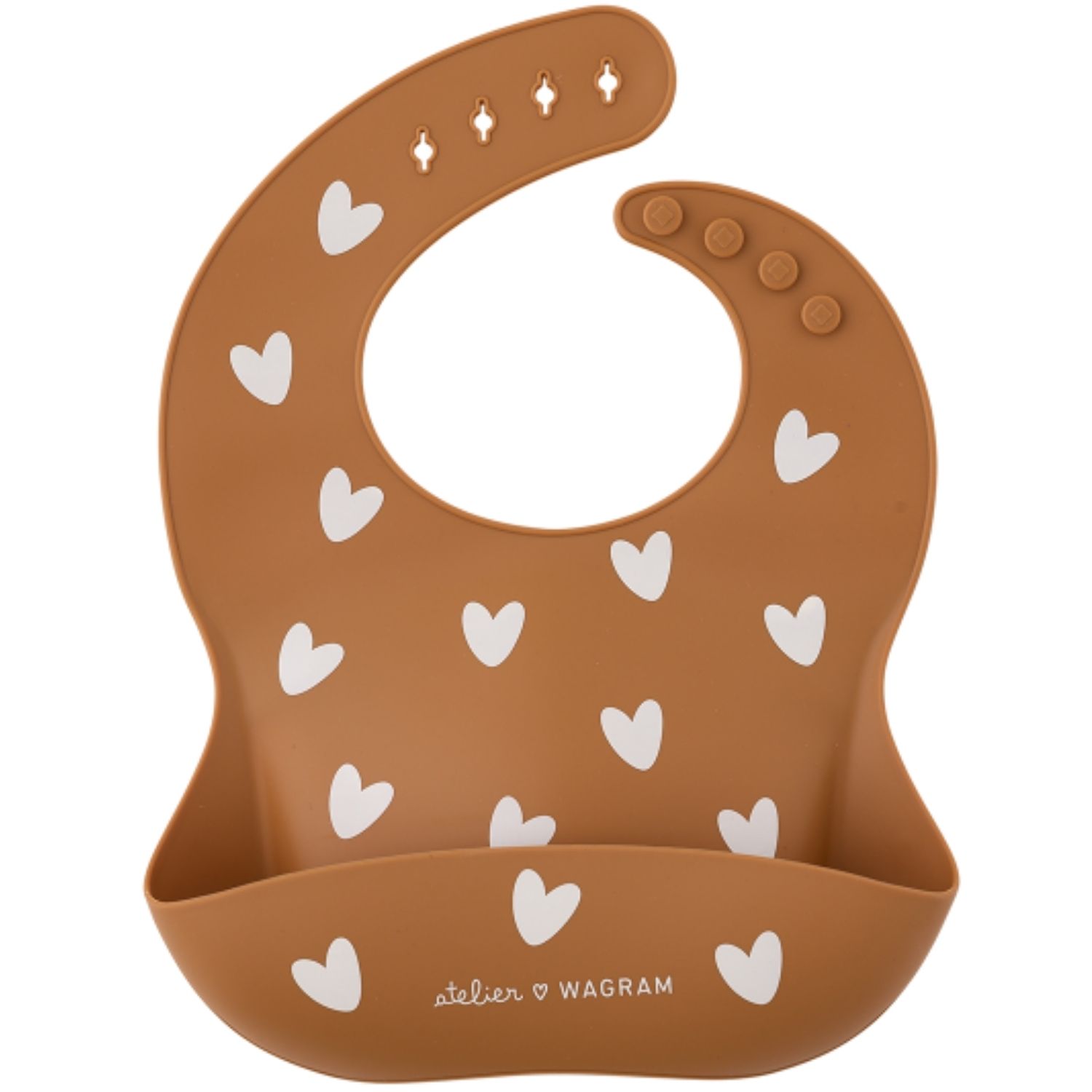 Atelier Wagram - Bavoir en silicone Coeurs Caramel