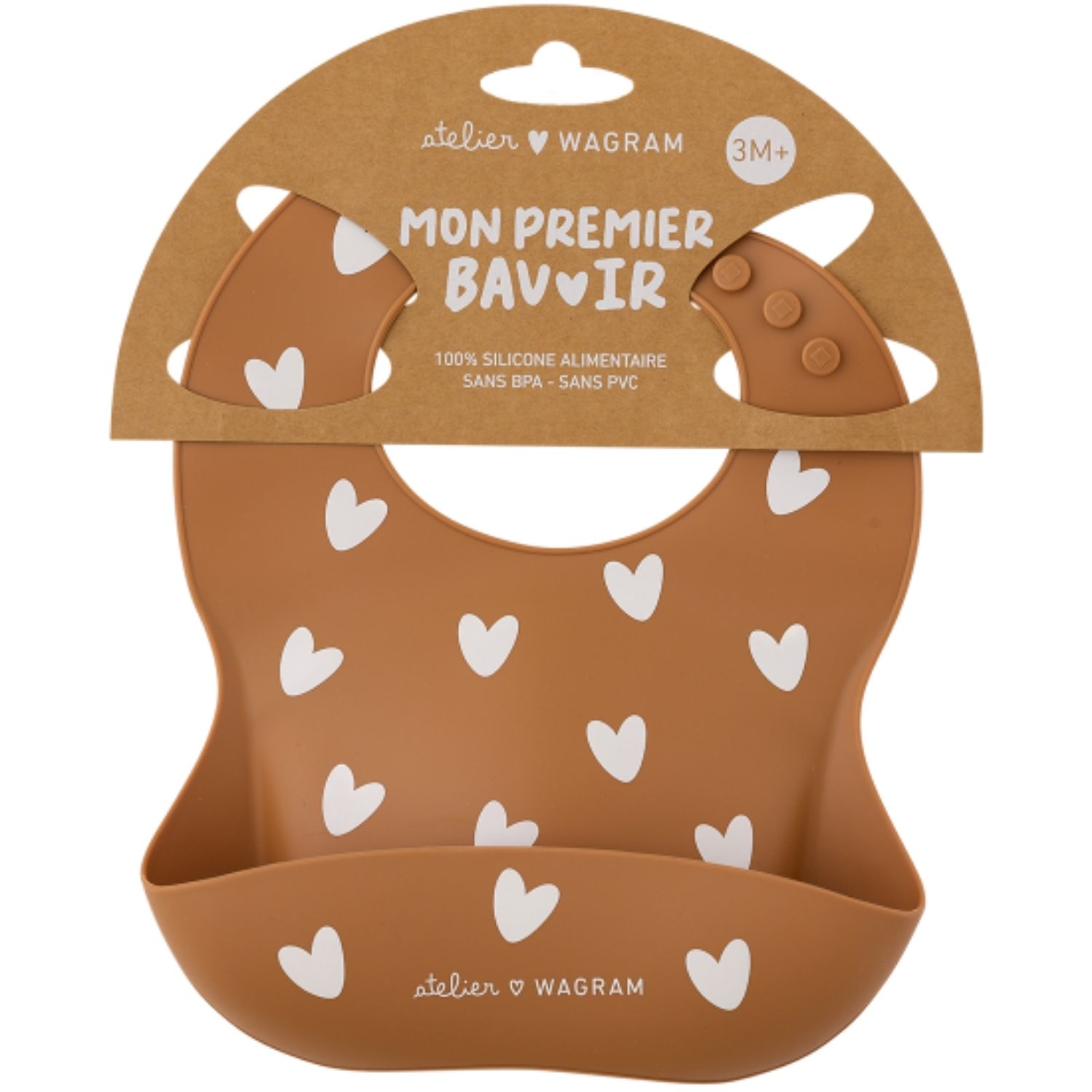 Bavoir en silicone Coeurs Caramel (Atelier Wagram) - Image 5