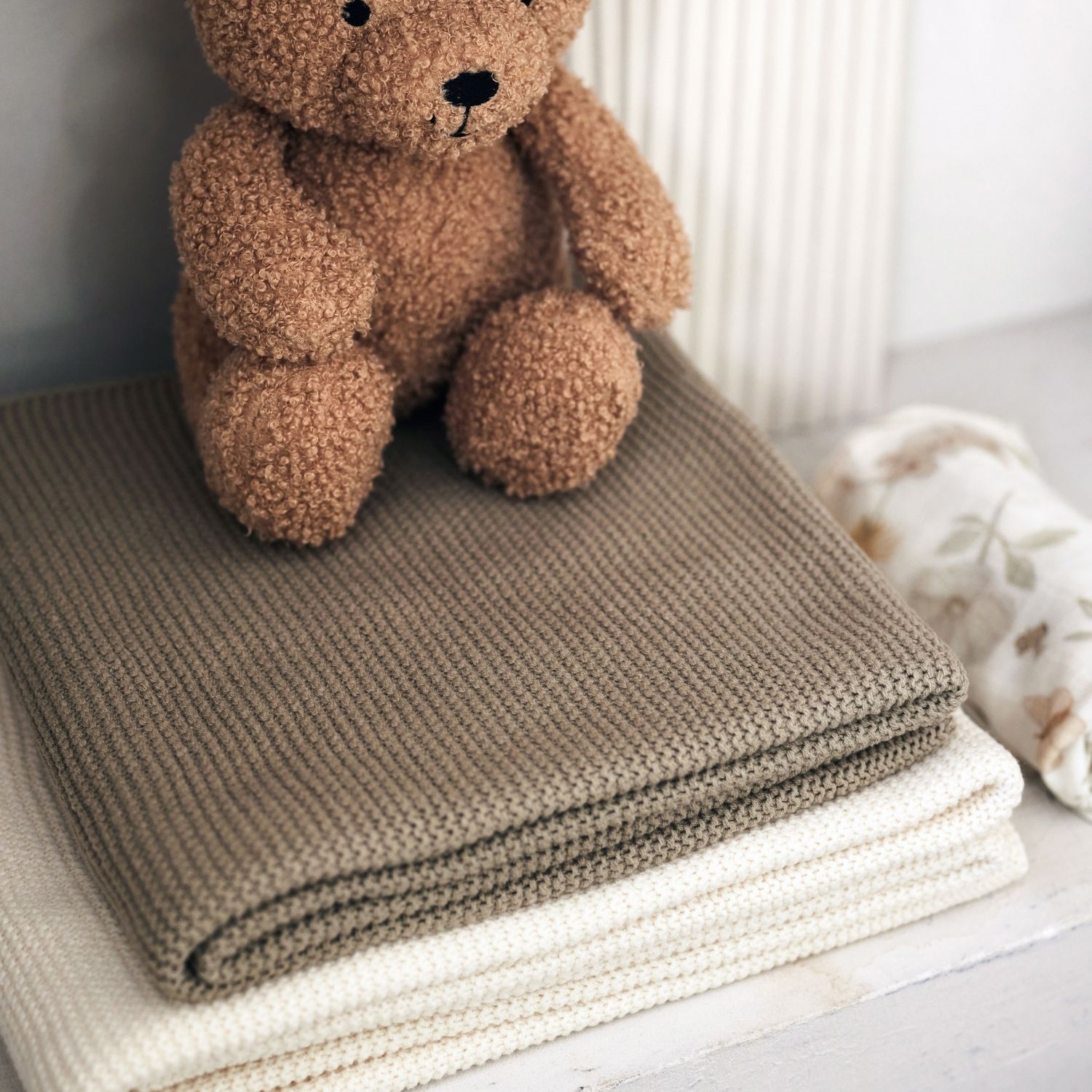 Couverture en polaire Basic Knit Ivory (75 x 100 cm) (Jollein) - Image 3
