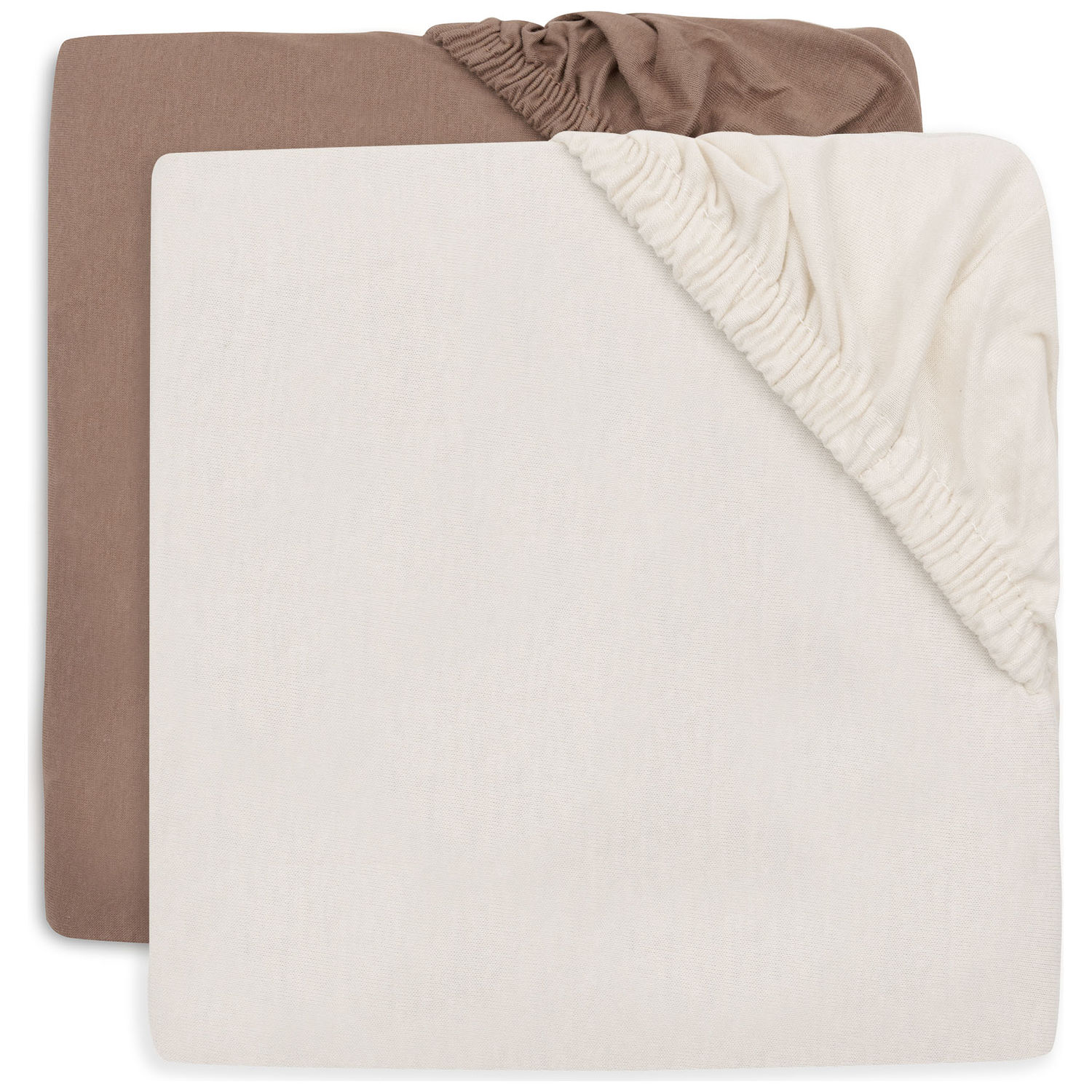 Jollein - Lot de 2 draps housses en jersey Milky Coffee-Ivory (60 x 120 cm)