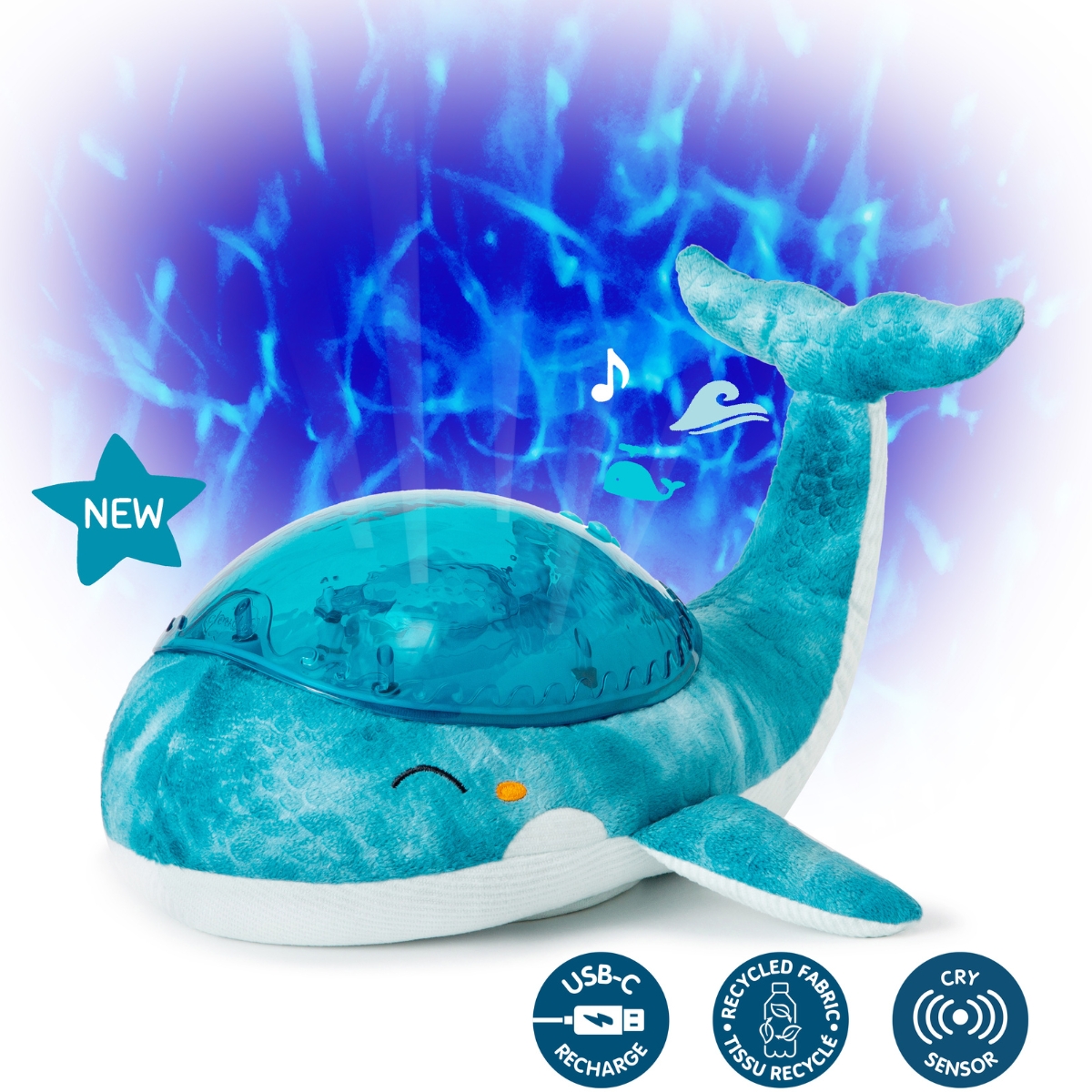 Cloud B - Veilleuse peluche Tranquil Whale Blue (rechargeable)