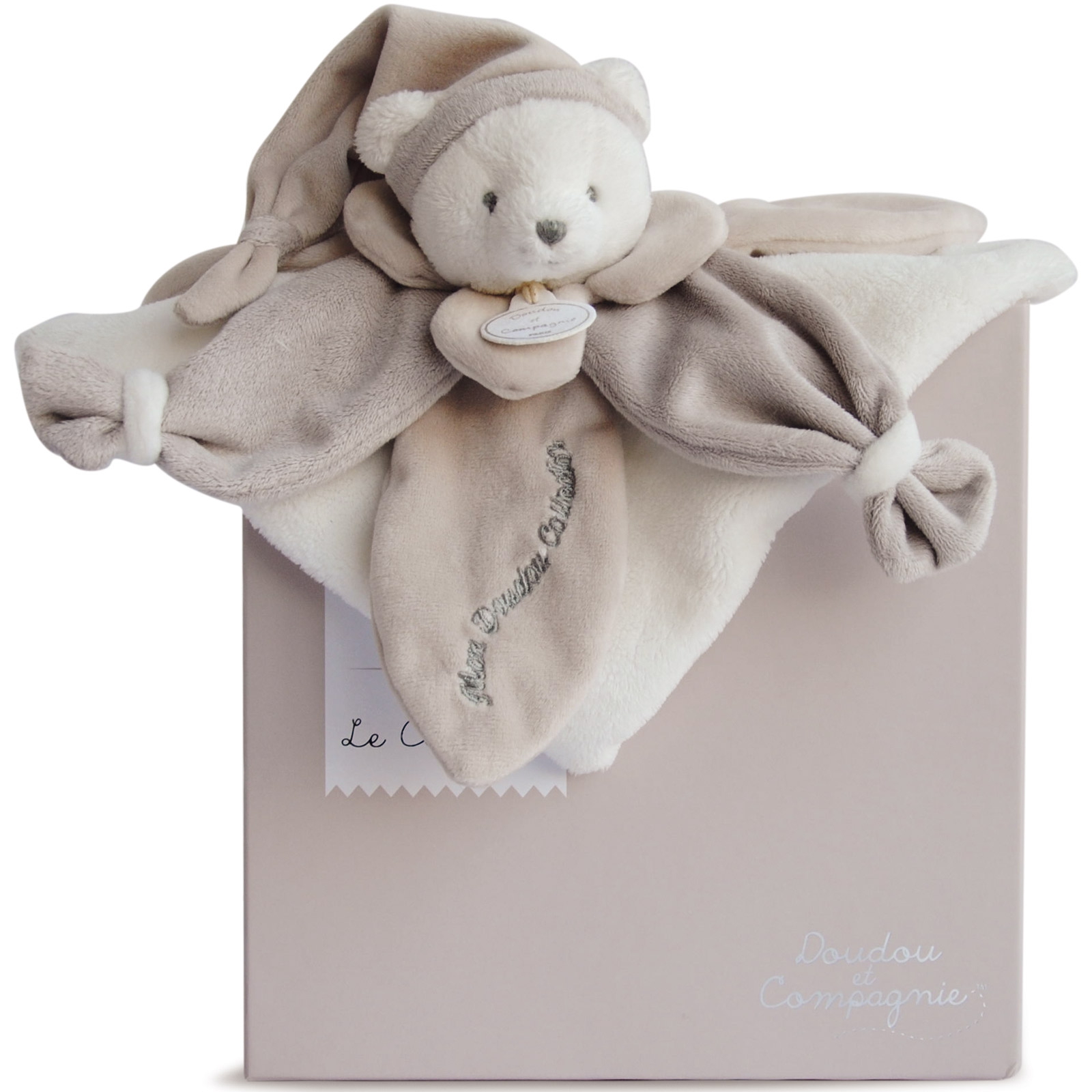 Coffret doudou pétale J'aime mon doudou ours beige (24 cm) (Doudou et Compagnie) - Image 1