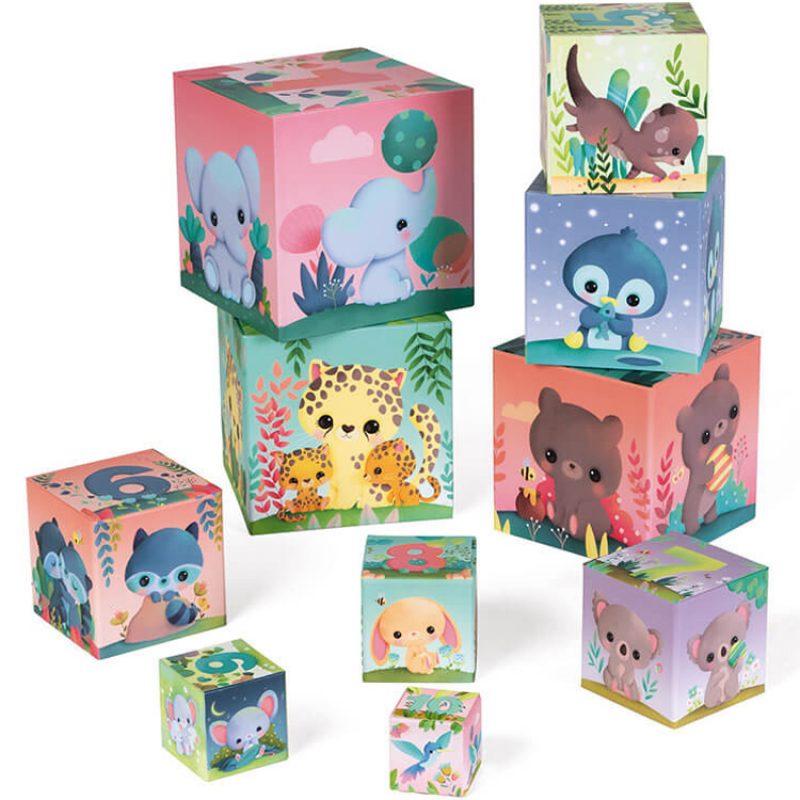 10 cubes à empiler les animaux tout mignons