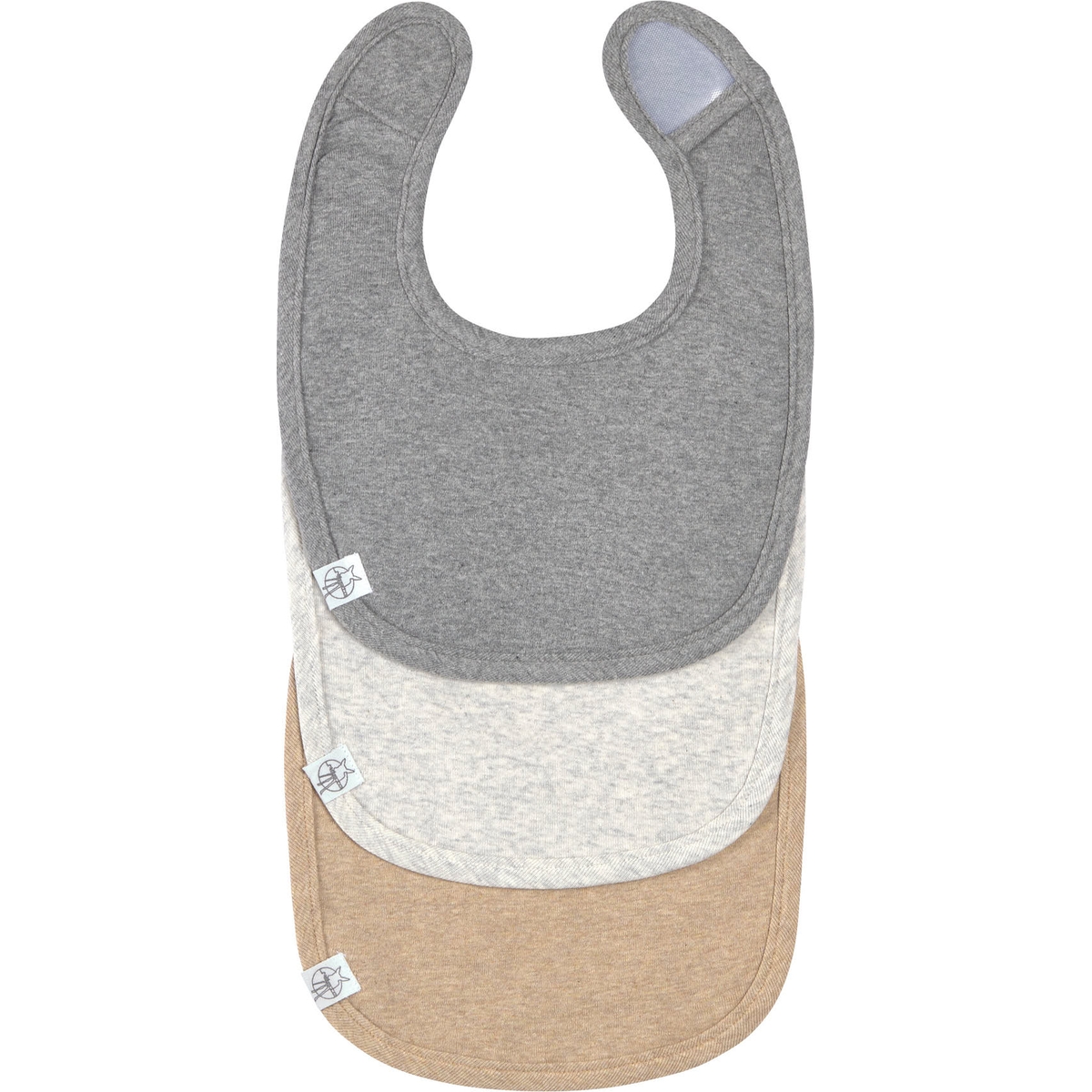 Lassig - Lot de 3 bavoirs naissance gris foncé-gris clair-nature mélange