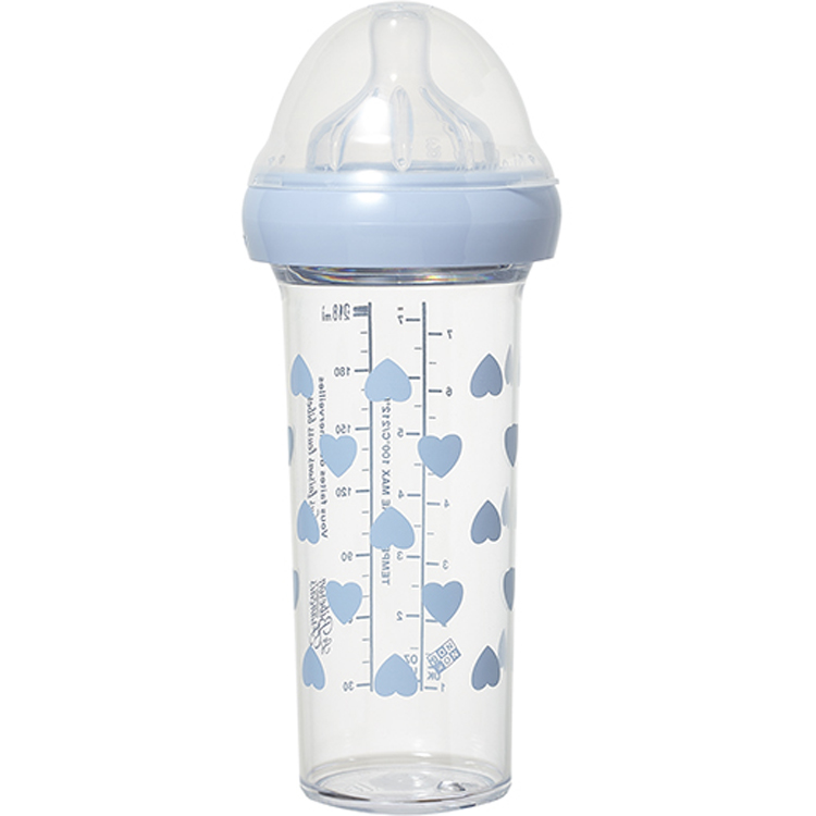 Le biberon français - Biberon anti colique coeurs bleus X BONTON (210 ml)