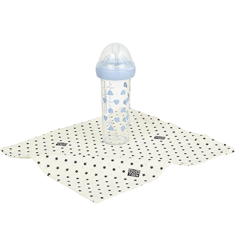 Biberon anti colique coeurs bleus X BONTON (210 ml) (Le biberon français) - Image 1