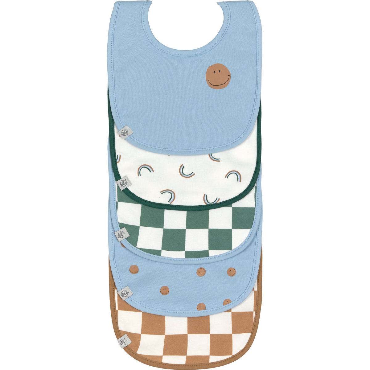 Lot de 5 bavoirs éponge Happy Rascals Smile bleu ciel