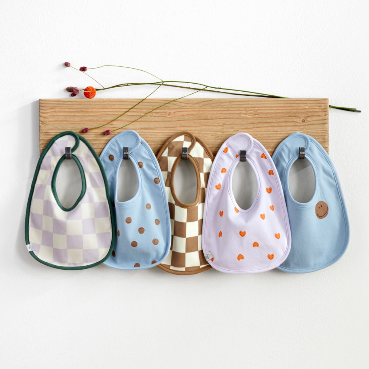 Lot de 5 bavoirs éponge Happy Rascals Smile bleu ciel (Lassig) - Image 5