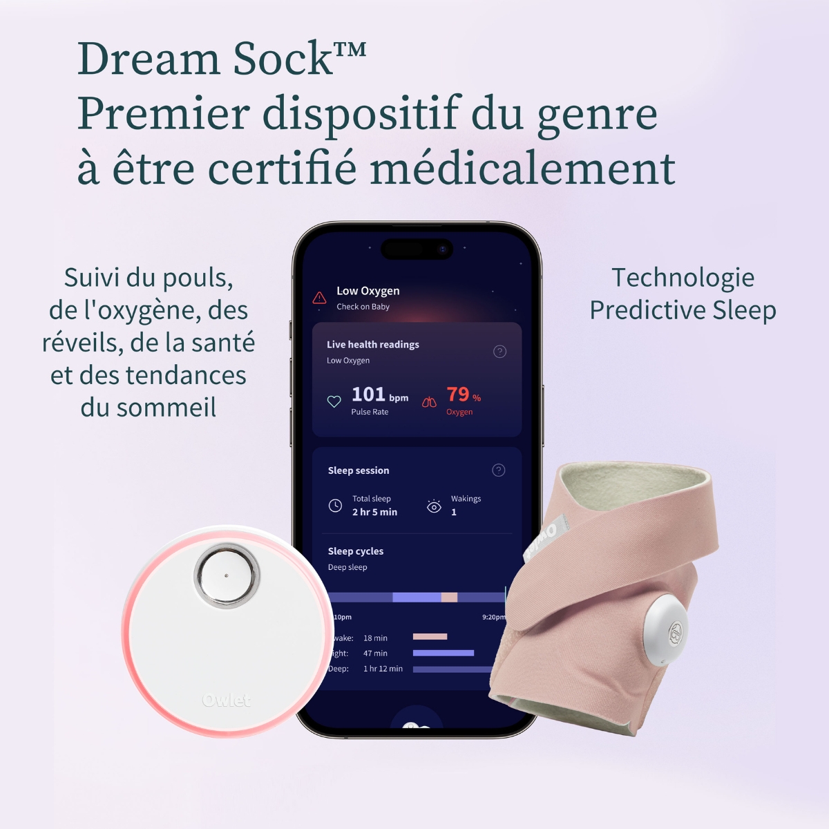Chaussette connectée Dream Sock mint (0-18 mois) (Owlet) - Image 1