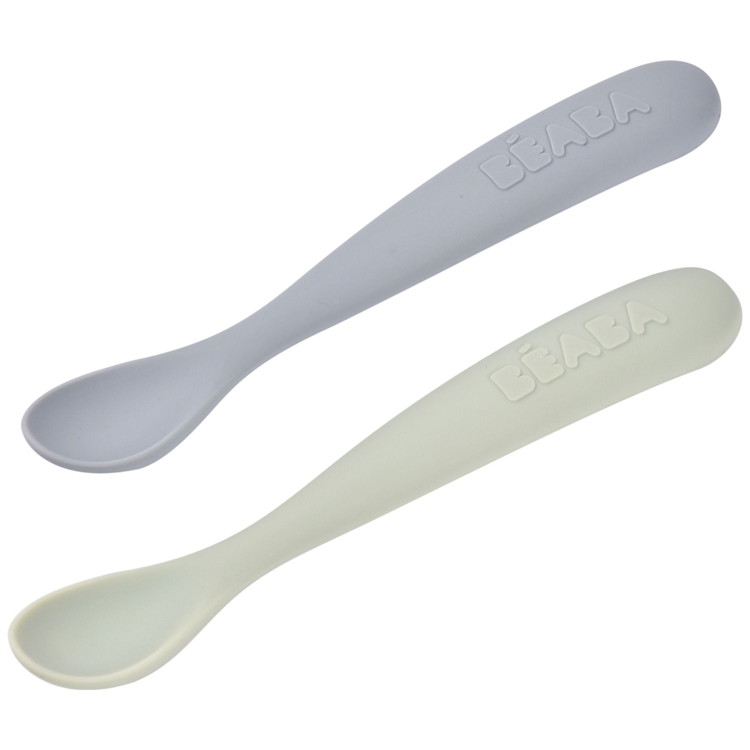 Lot de 2 cuillères silicone 1er âge avec boîte de transport Duo nature