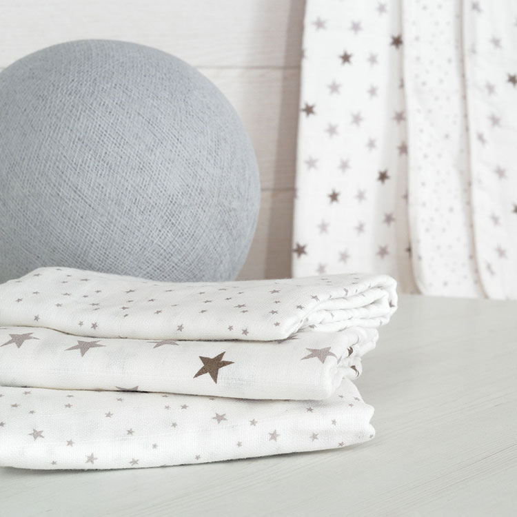 Lot de 6 langes en coton étoile (70 x 70 cm) (Trois Kilos Sept) - Image 2