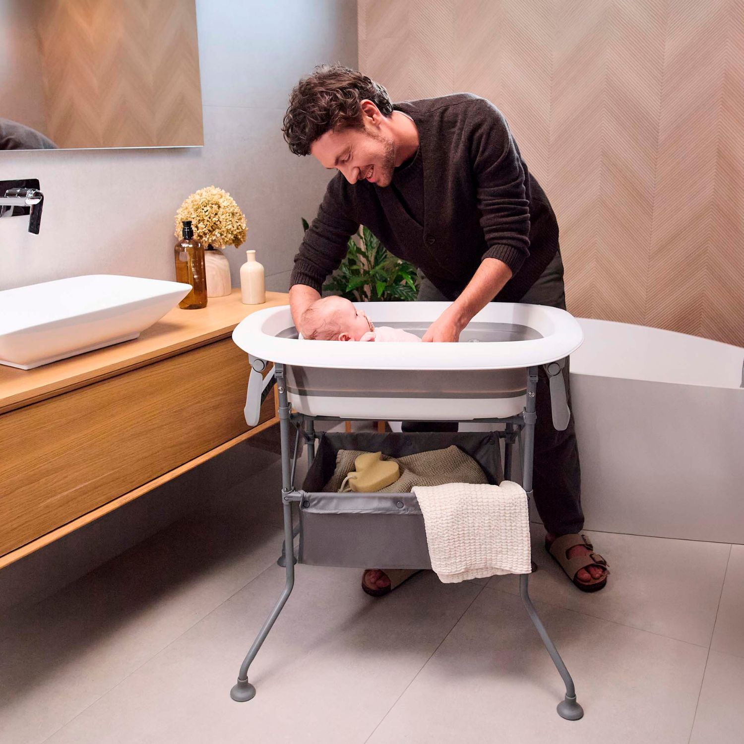 Baignoire avec table à langer Bubbly Grey (Kinderkraft) - Image 2