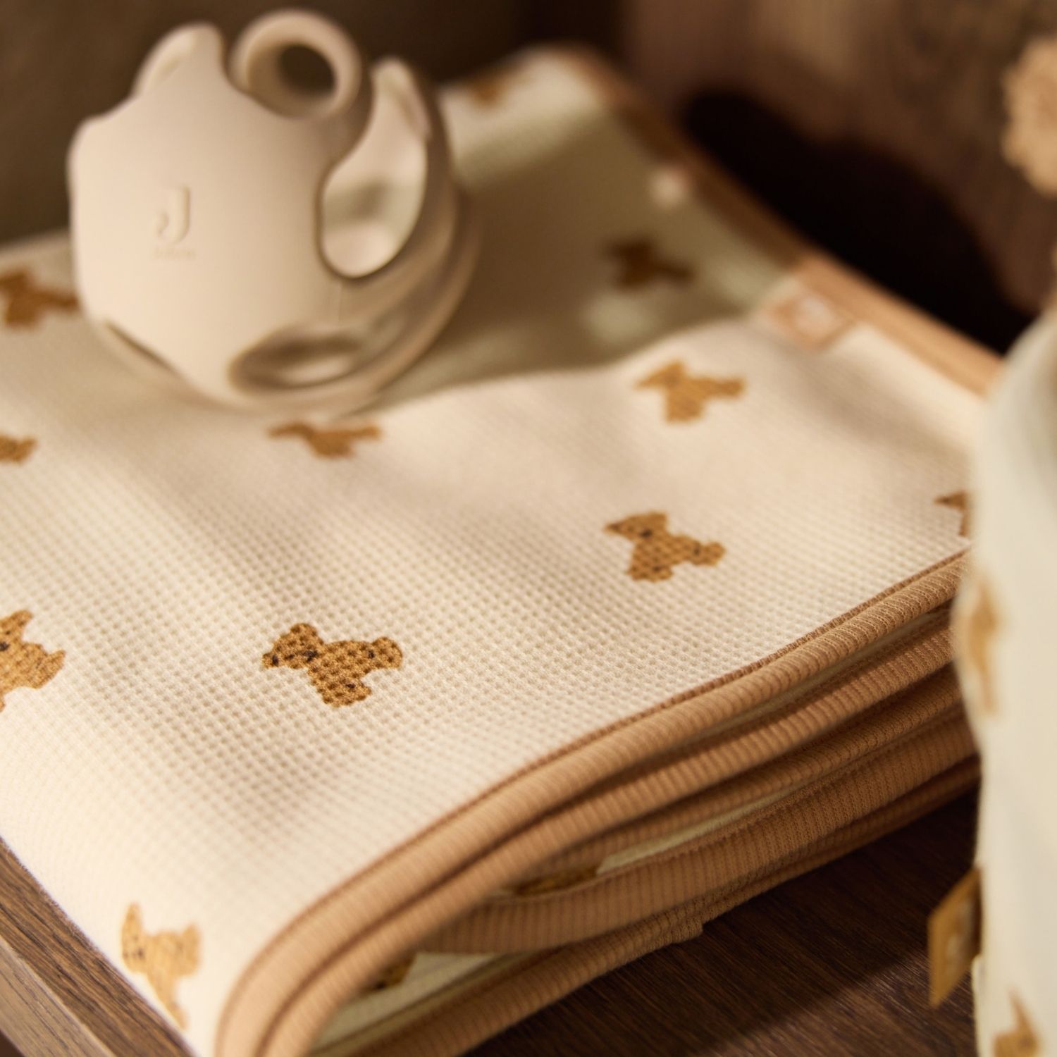 Jollein - Couverture Little Waffle Mini Teddy Bear (75 x 100 cm)