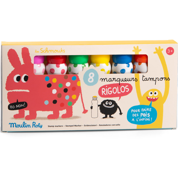 8 marqueurs tampons pois Les schmouks (Moulin Roty) - Image 2