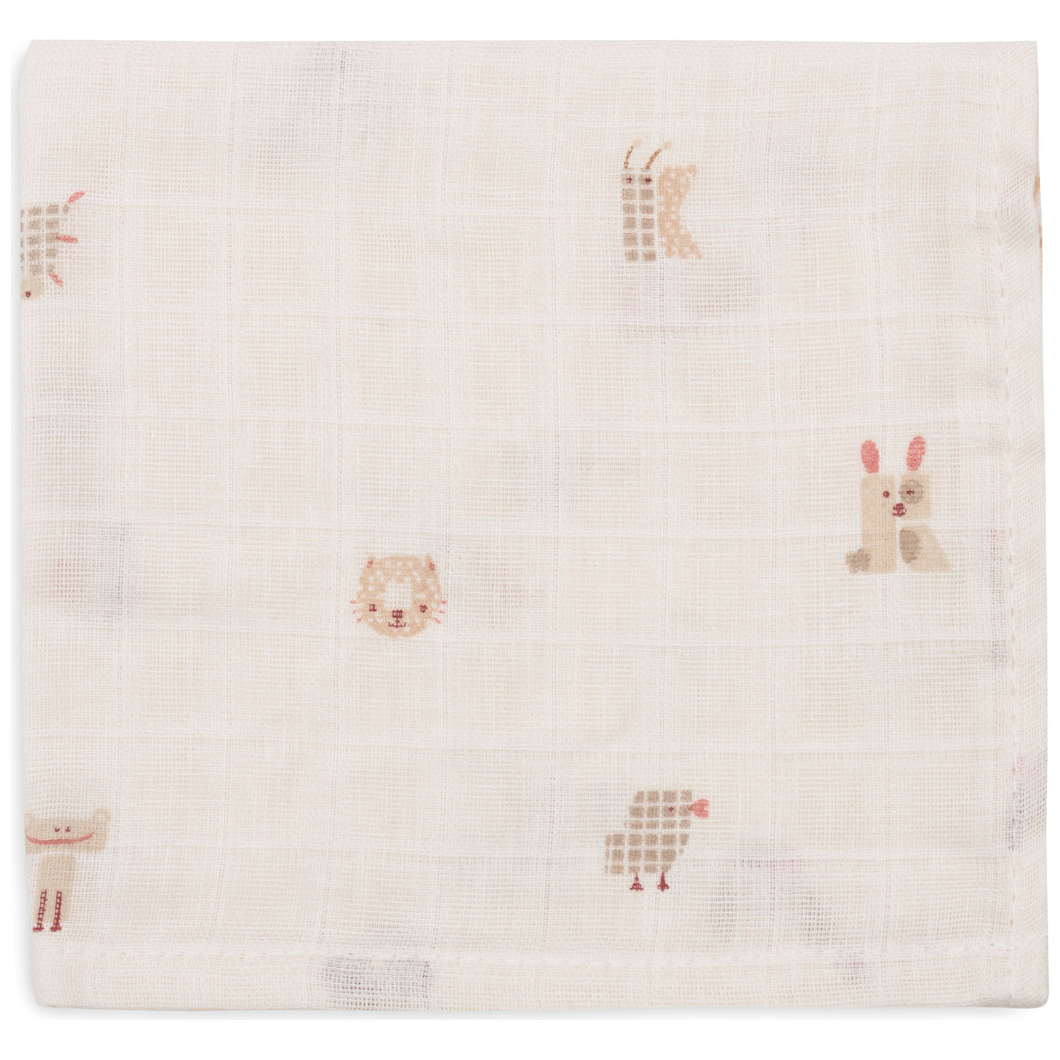 Lot de 3 mini langes en gaze de coton Animal Friends (31 x 31 cm) (Jollein) - Image 5