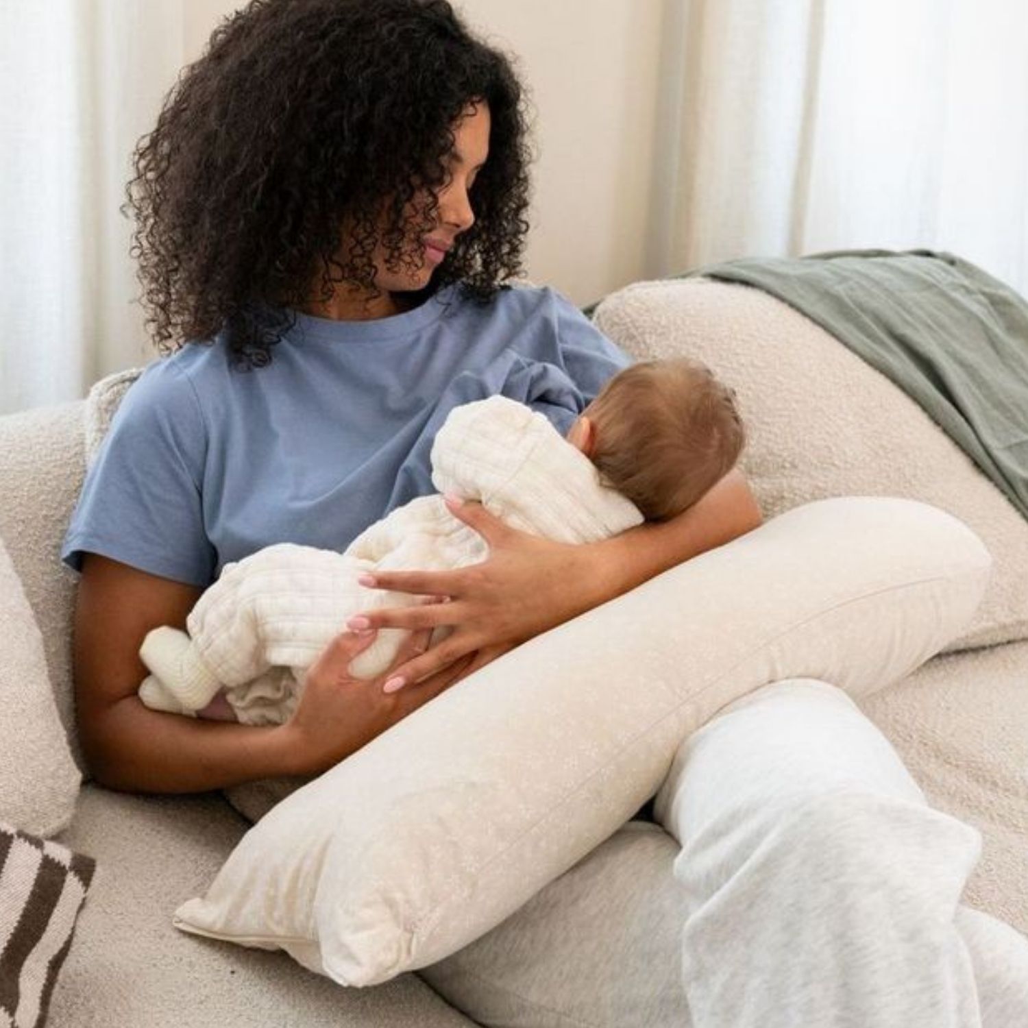 Coussin de grossesse 2 en 1 Maxxy Flowers Sand (Doomoo) - Image 5