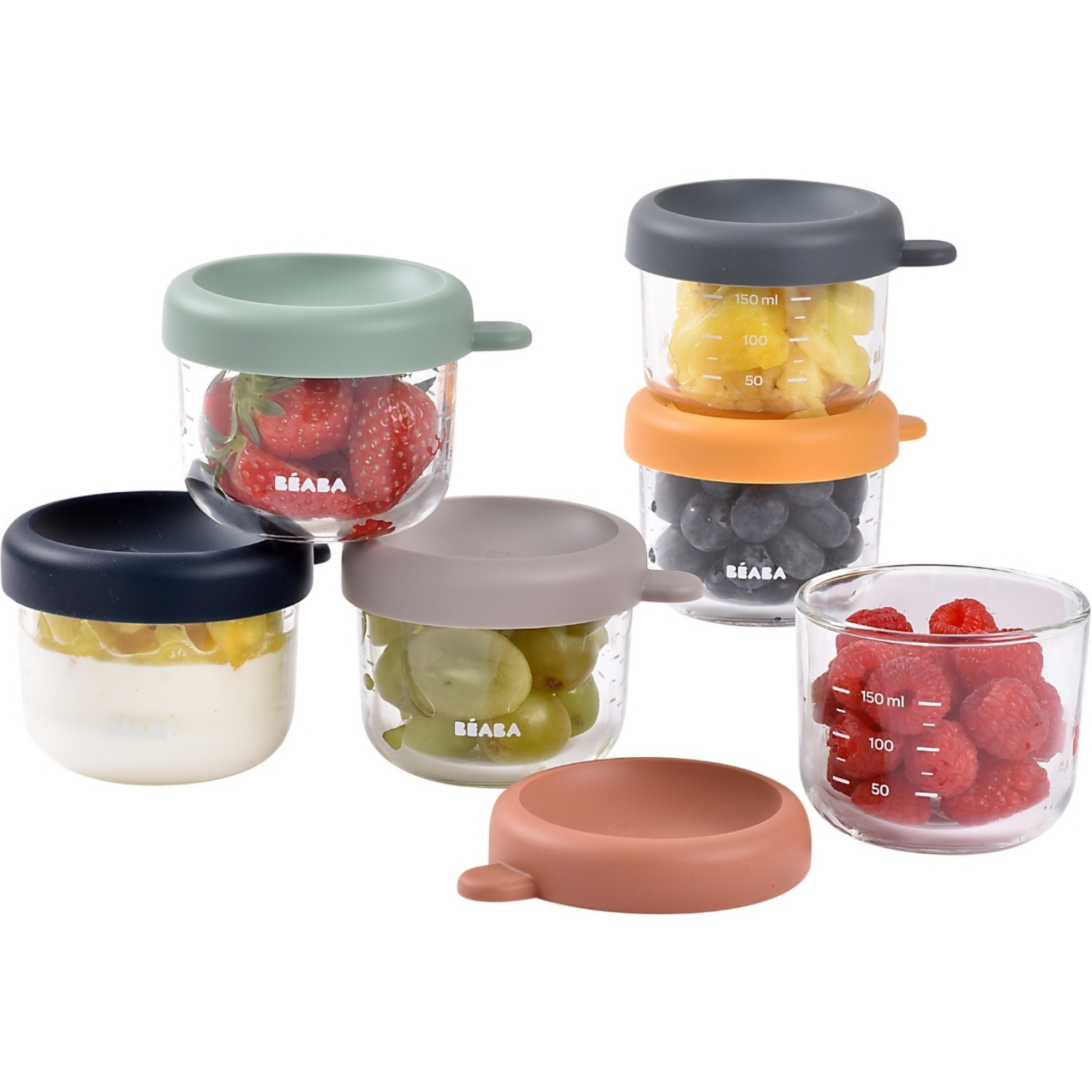 Coffret 6 portions verre 150 ml Sunrise color mix (Béaba) - Image 6