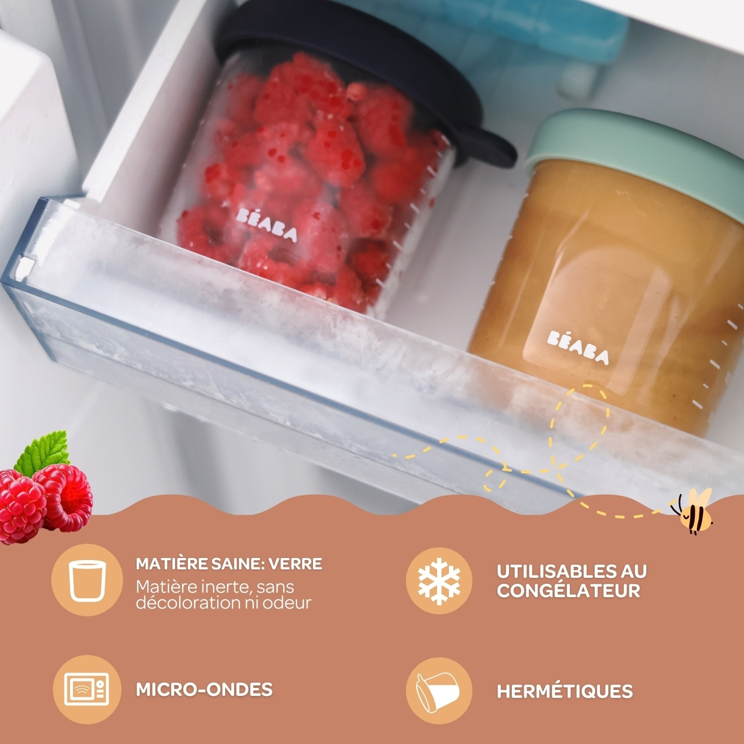 Coffret 6 portions verre 150 ml Sunrise color mix (Béaba) - Image 4